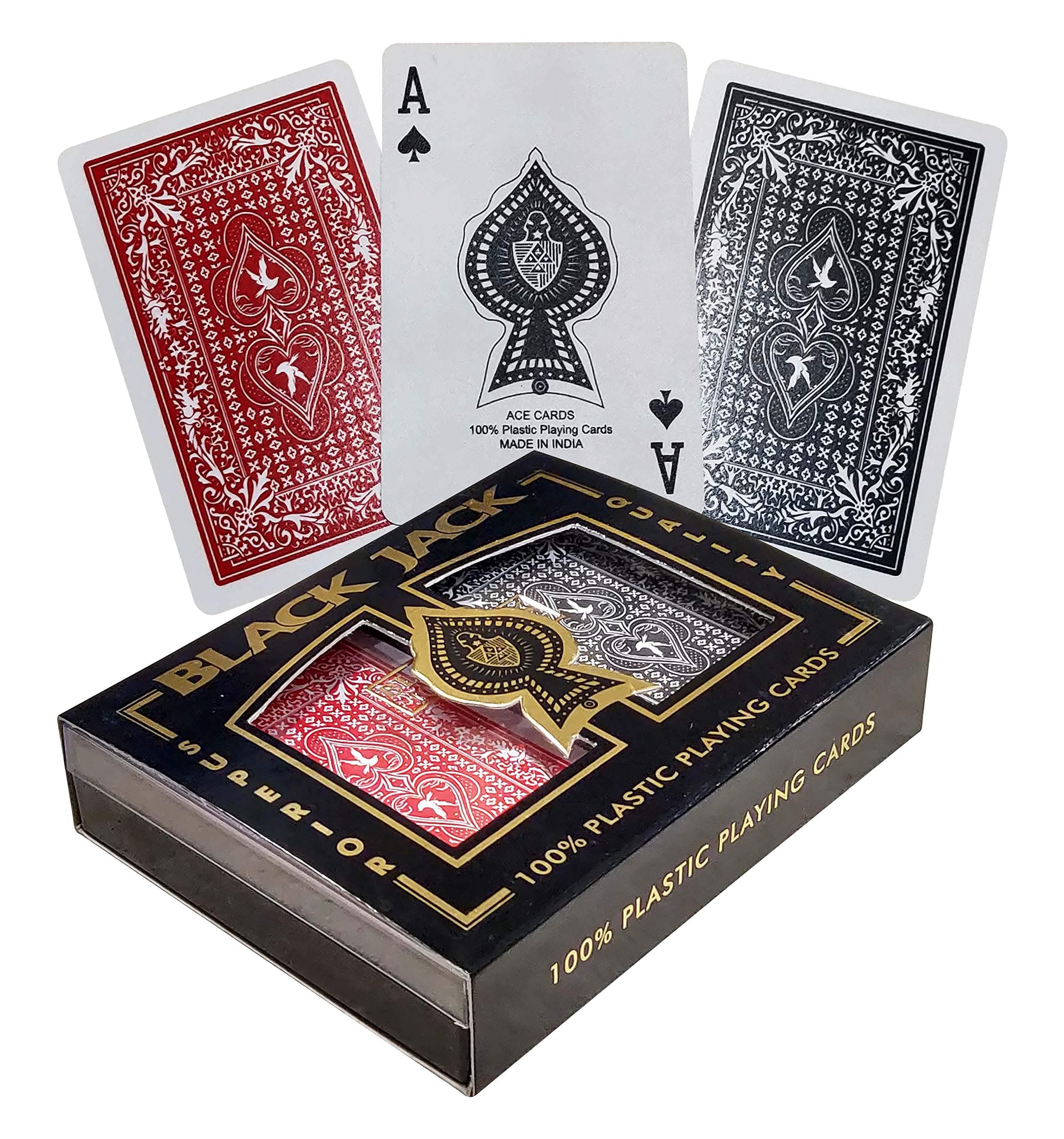 - Premium Plastic Playing Cards with Case (2 Decks) - Made in India, Bridge Size, Waterproof - Multicolor, Pack of 2