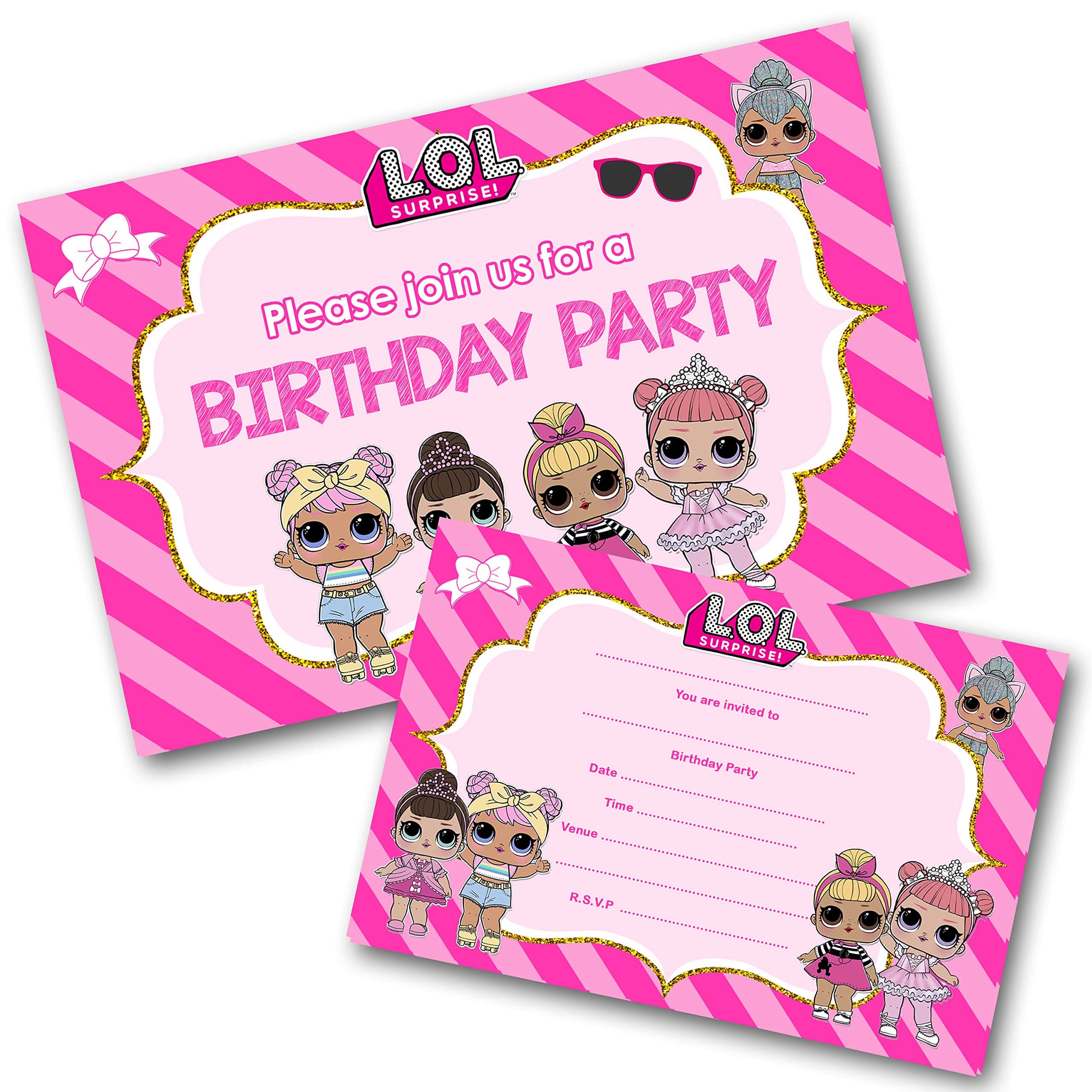 Lol Doll Party Invitations Pack & Envelopes (WRITE ON) Click customize for prices