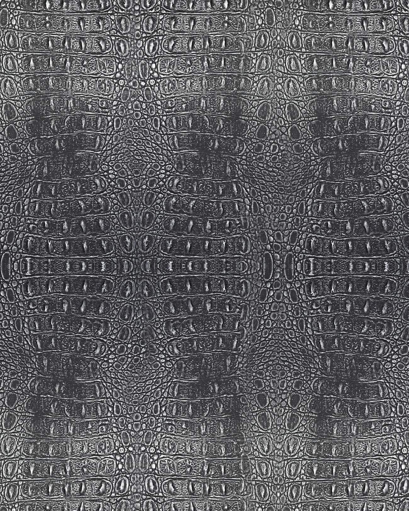 13521 Croco Wall Panel Textured 3D Interior Decor wallcovering self-Adhesive Black Silver 2.60 sqm