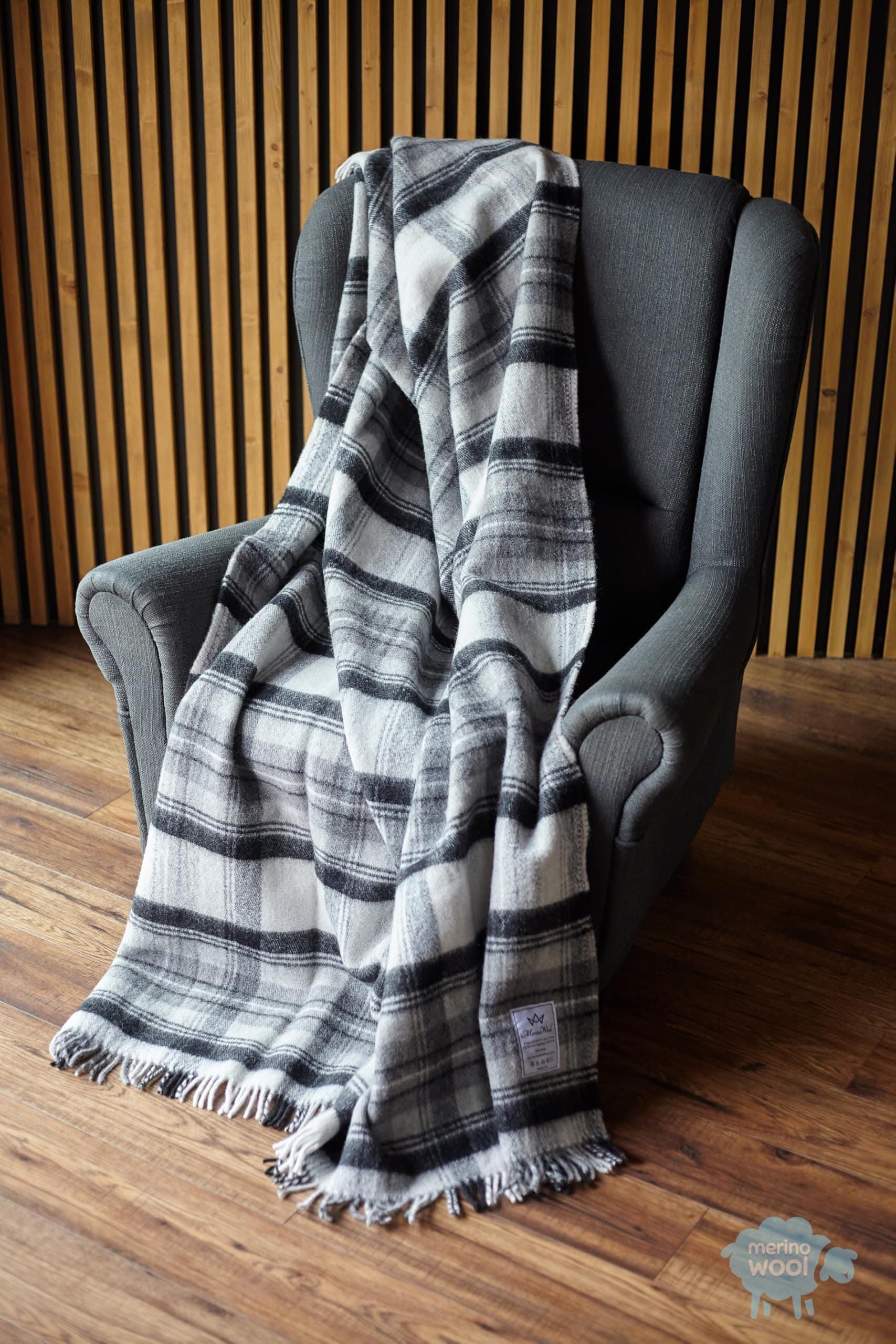 Merino Wool Bedding - English Tea Sofa Picnic Throw/Grey Sofa Blanket - Natural Lambswool Thick & Natura Size : 160 x 200 cm.