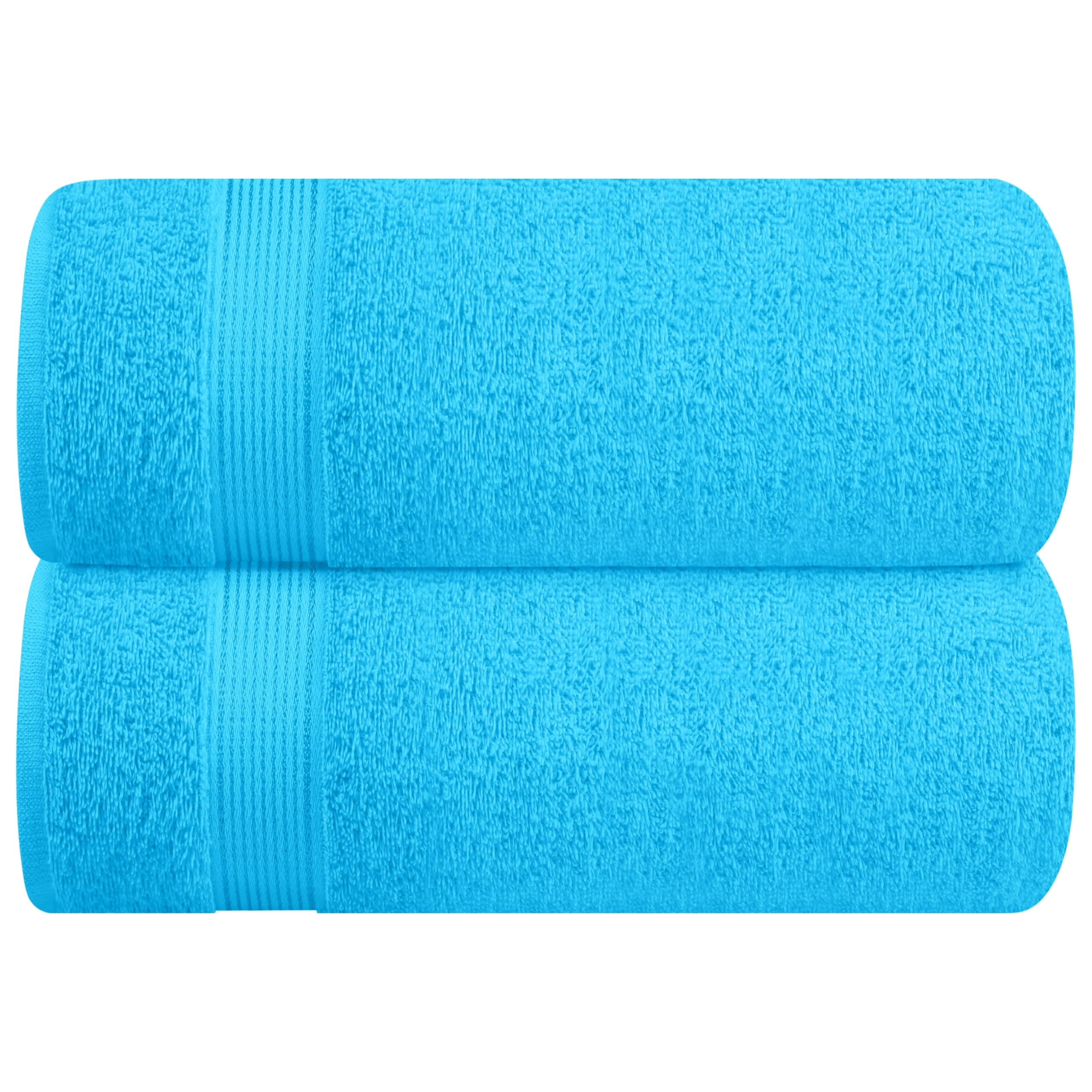 Belizzi Home Cotton 2 Pack Oversized Bath Sheet 35x70, Large Bath Sheet, Ultra Soft, Absorbent, Compact, Eco-Friendly, Recyclable, Quick Drying and Lightweight Towel - Turquoise Blue