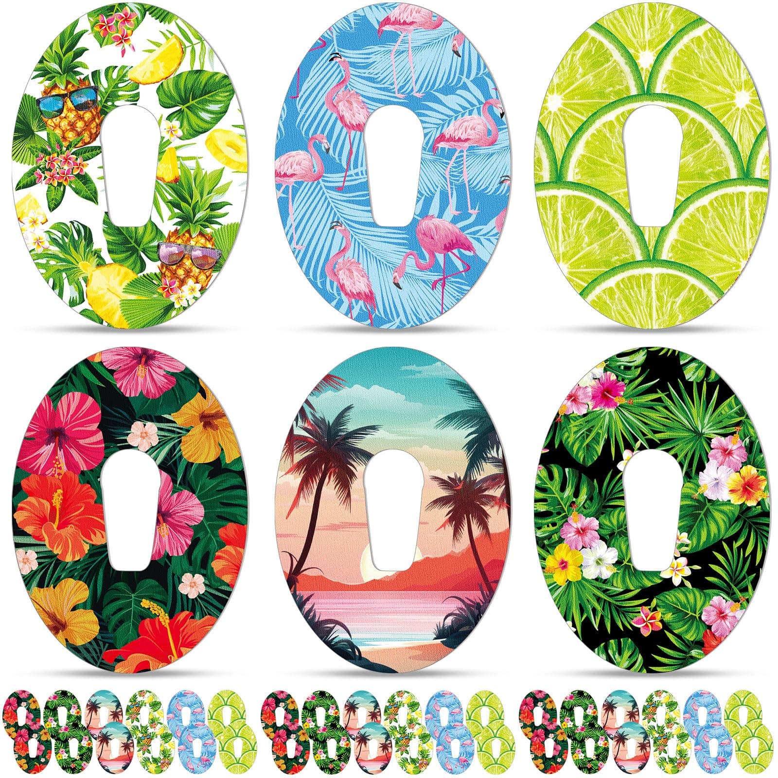 FuWeave 36 Pack Adhesive Patch for G6 Sensor with Tropical Hawaii Style Cgm Patches Waterproof Cgm Covers Sweatproof Colored Sensor Glucose Monitor Protection Cover Split Backing Cgm Tape