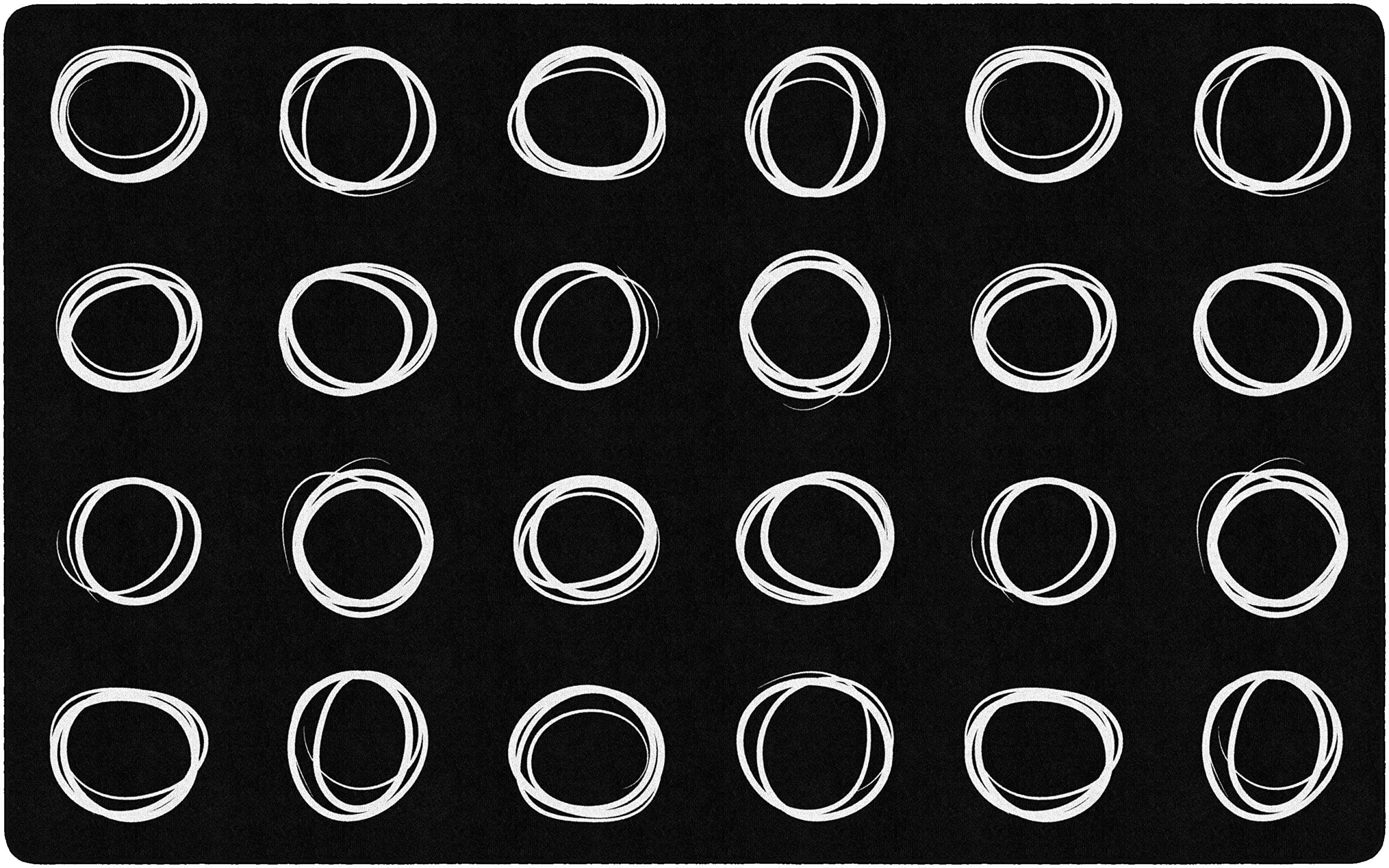 - Flagship Carpets Circle Sampler Abstract Classroom Educational Area Rug for Kids and Teachers, Durable Quality for Schools, Preschool, Daycare, & Learning Centers, 7'6" x 12', Black