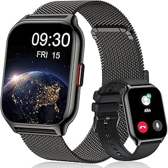 Smart Watch Answer/Make Calls, 2.01'' Smartwatch with AI Voice Control, Blood Pressure/SpO2/Heart Rate Monitor, Fitness Tracker Watch 2 Straps for Men Women for iOS Android Phones