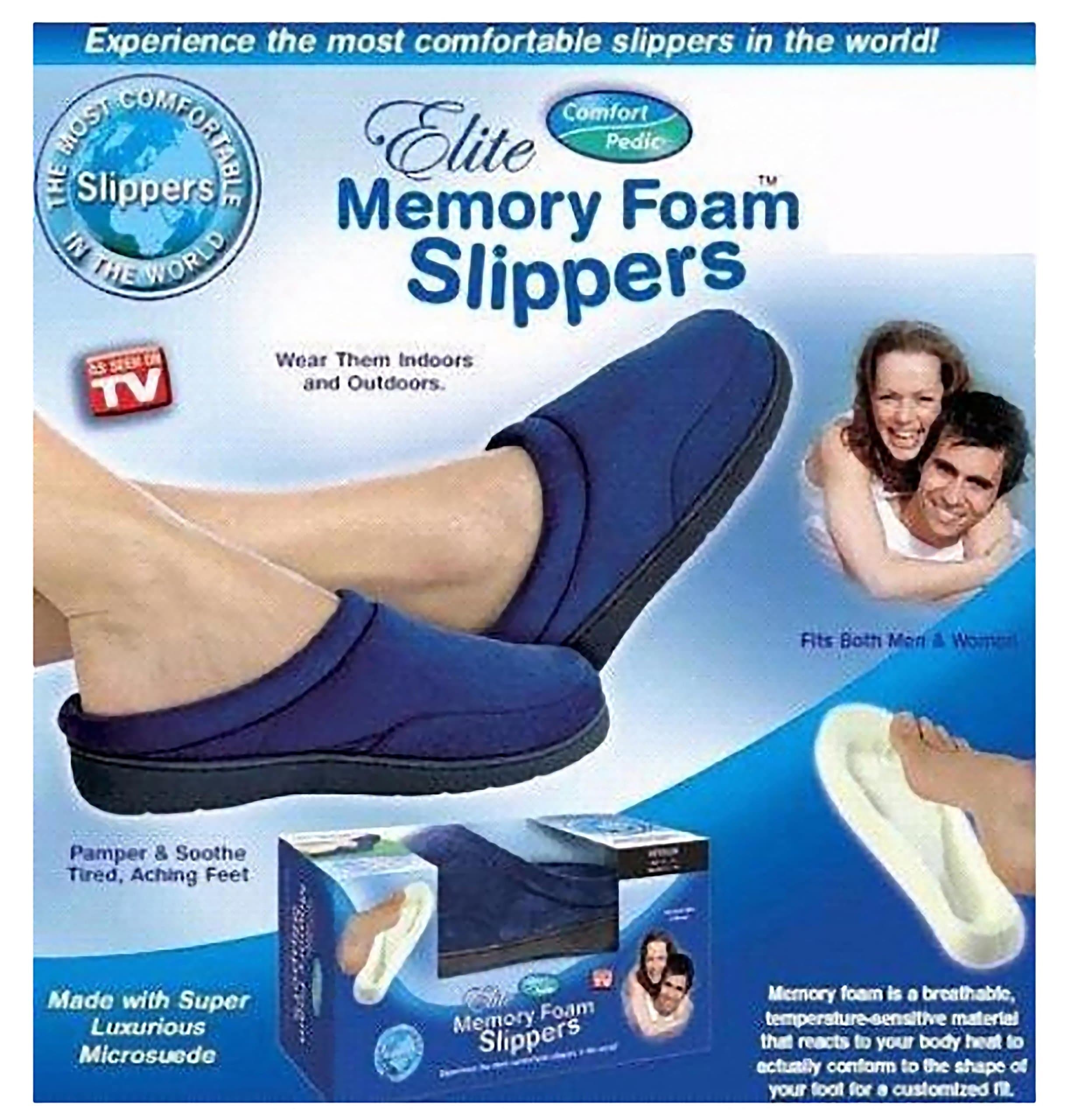 Elite Comfort Pedic Memory Foam Slippers- Medium (M 7.5-8.5/ W 9-10.5)