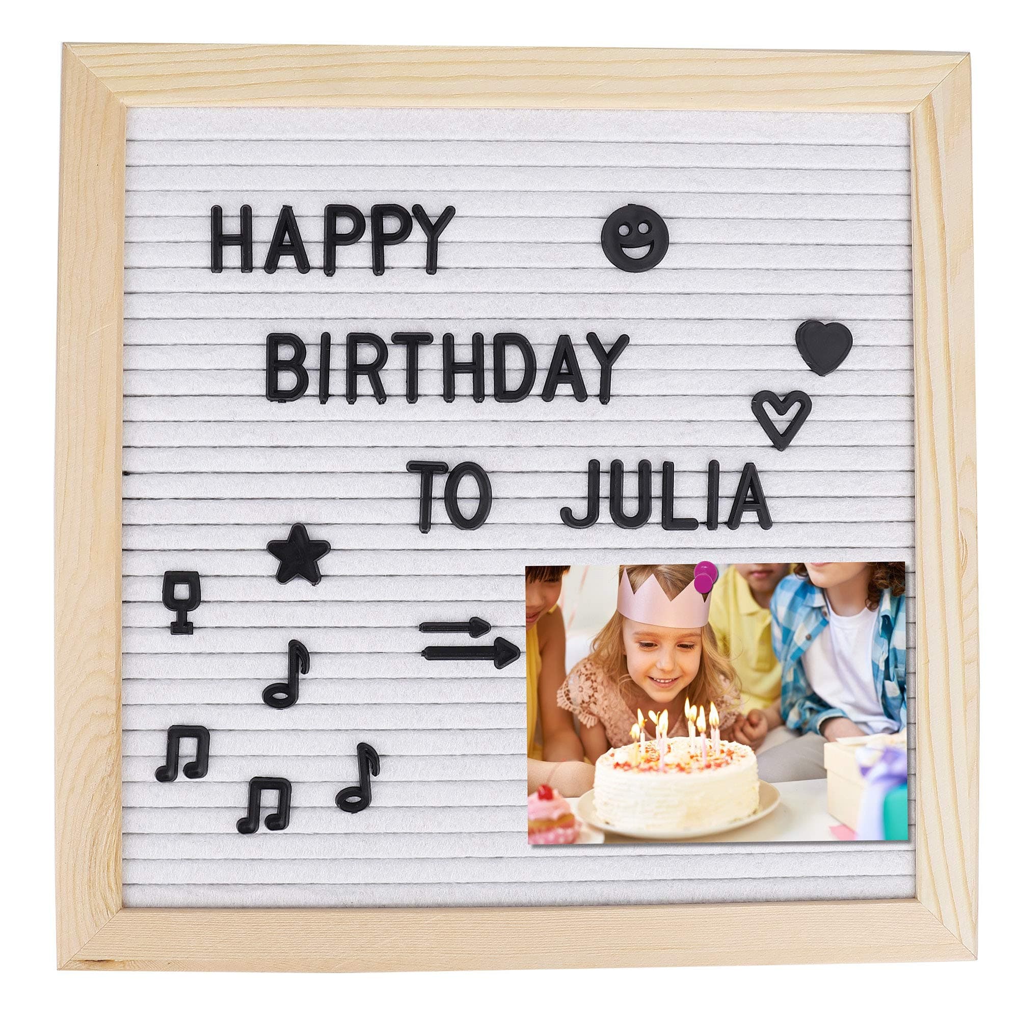 Felt Letter Board with 460 Letters - Changeable Message Board for Kitchen Notes, Party & Wedding Decor - 10x10 inch, White