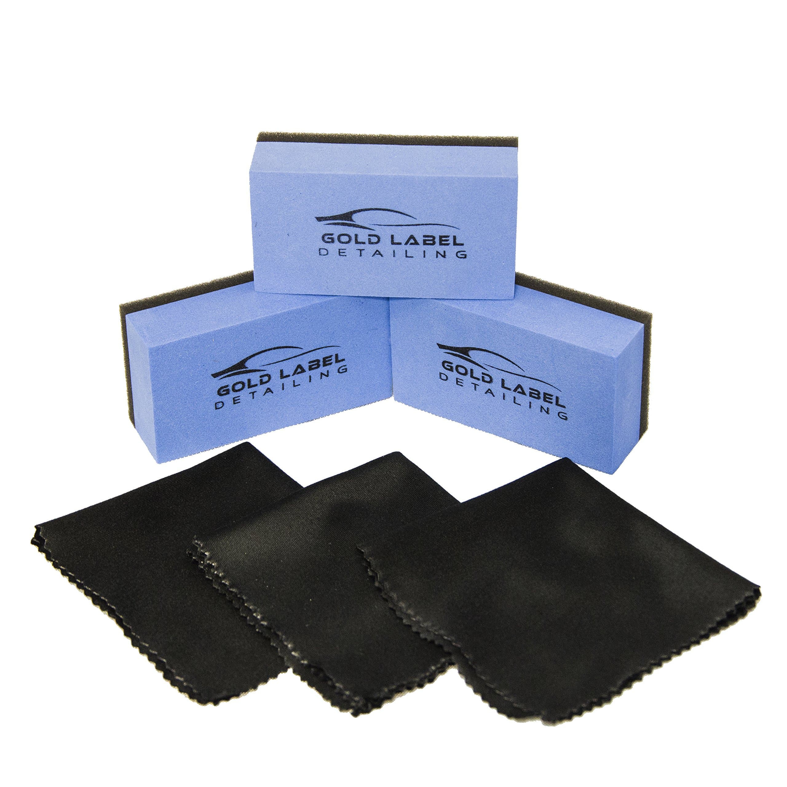 Sponge Applicator Kit 3 Pack with Microfiber Cloths | Perfect for Ceramic Coating, Nano Coating, Glass Coating, Tire Shine Detailing (4" Sponge Kit)