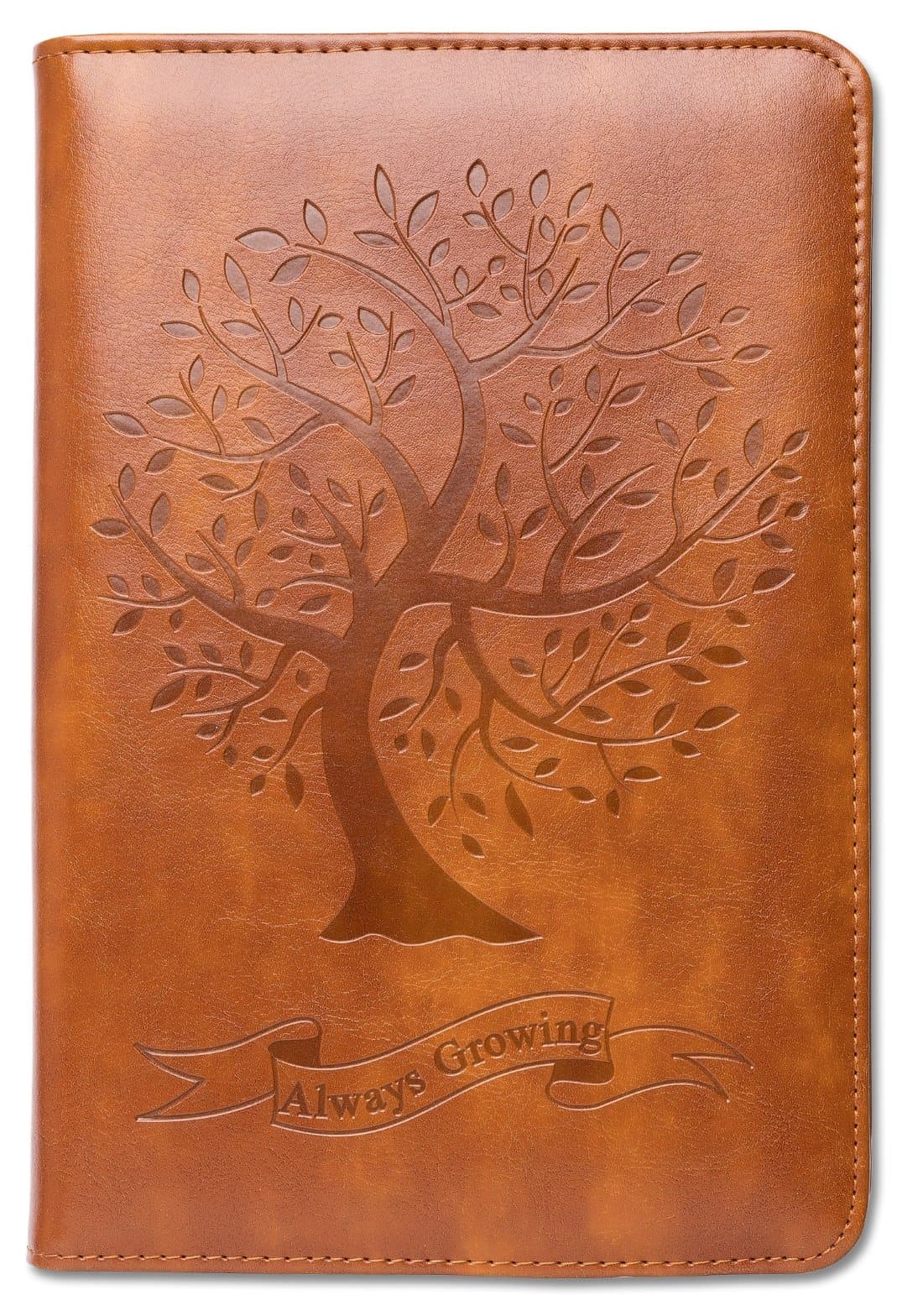Tree Writing Journal by SohoSpark, Refillable Faux Leather, Lined Personal Diary, 6x8.75 Notebook for Writers. Fountain Pen Friendly, Lay-Flat Binding