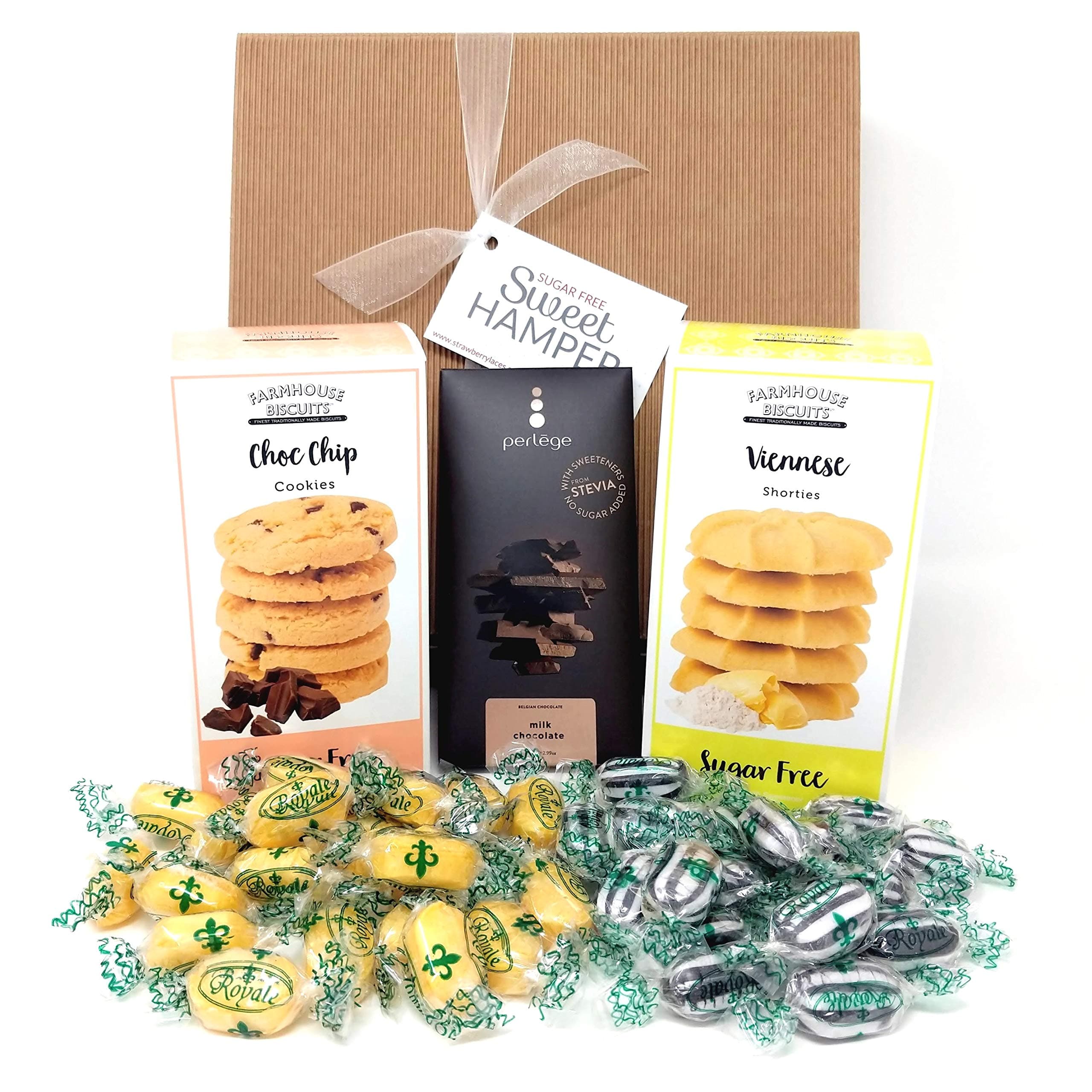 Sugar Free Hamper Box, Sweets Biscuits and Chocolate, Perfect Gift for Mother's Day Easter Birthday and More