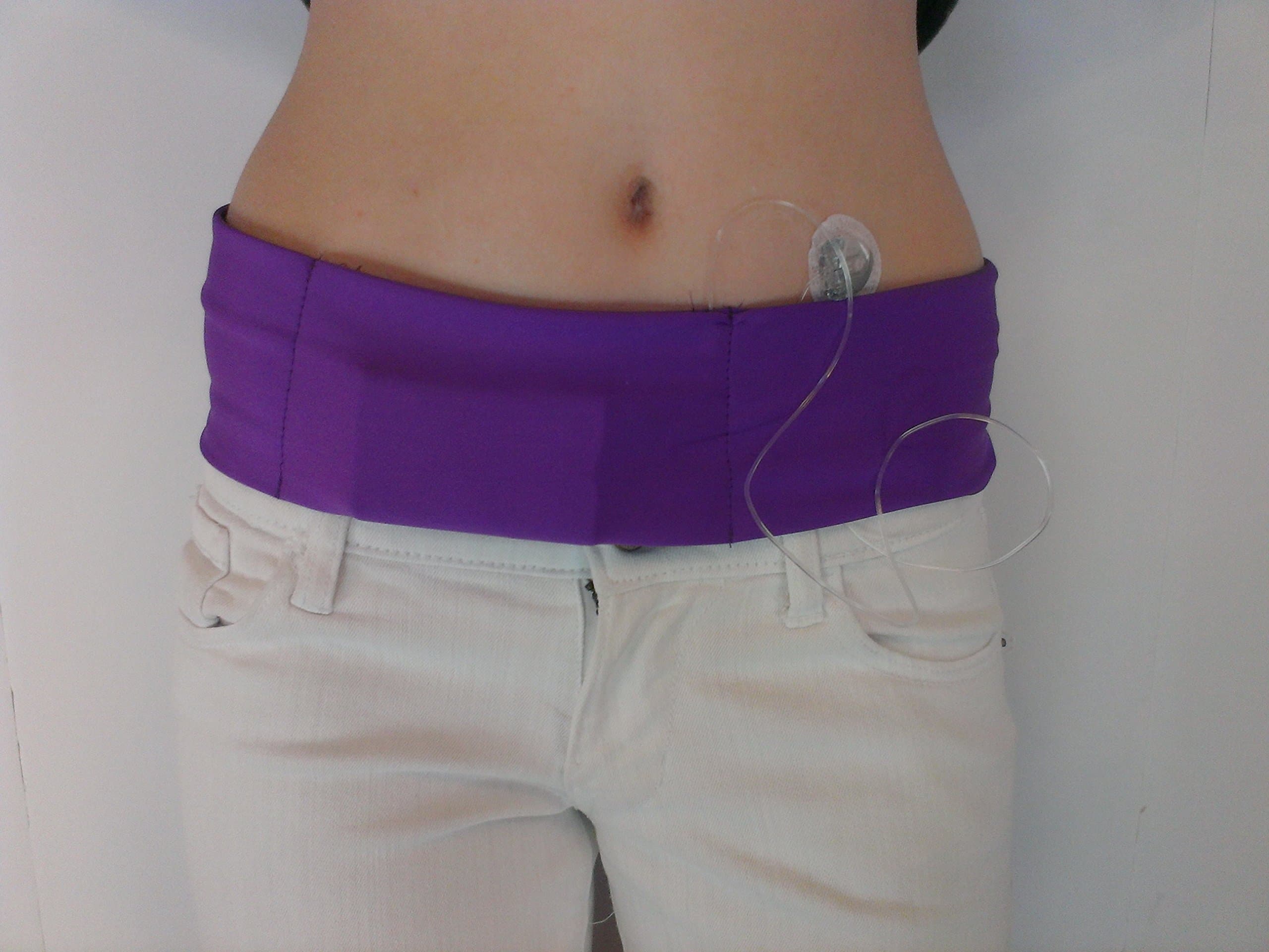 Diabetic Insulin Pump Belt/Band - Hook & Loop Closure in Pocket, Large, Purple