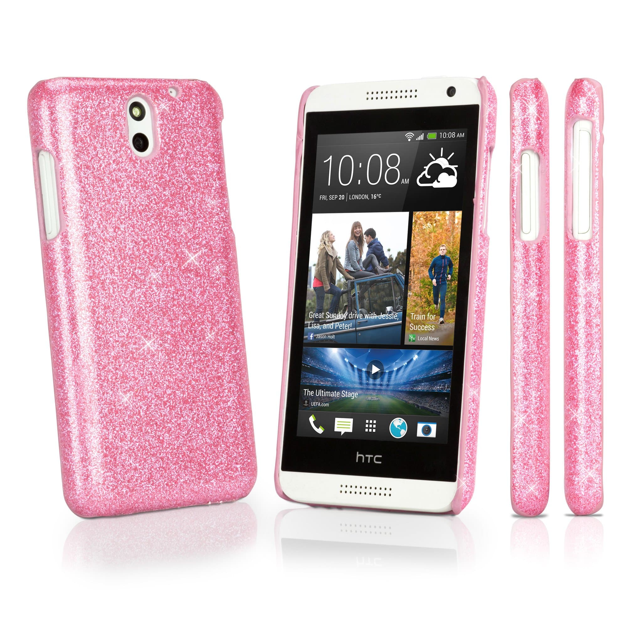 HTC Desire 610 Case, BoxWave [Glamour & Glitz Case] Slim, Snap-On Glitter Cover for HTC Desire 610 - Princess Pink
