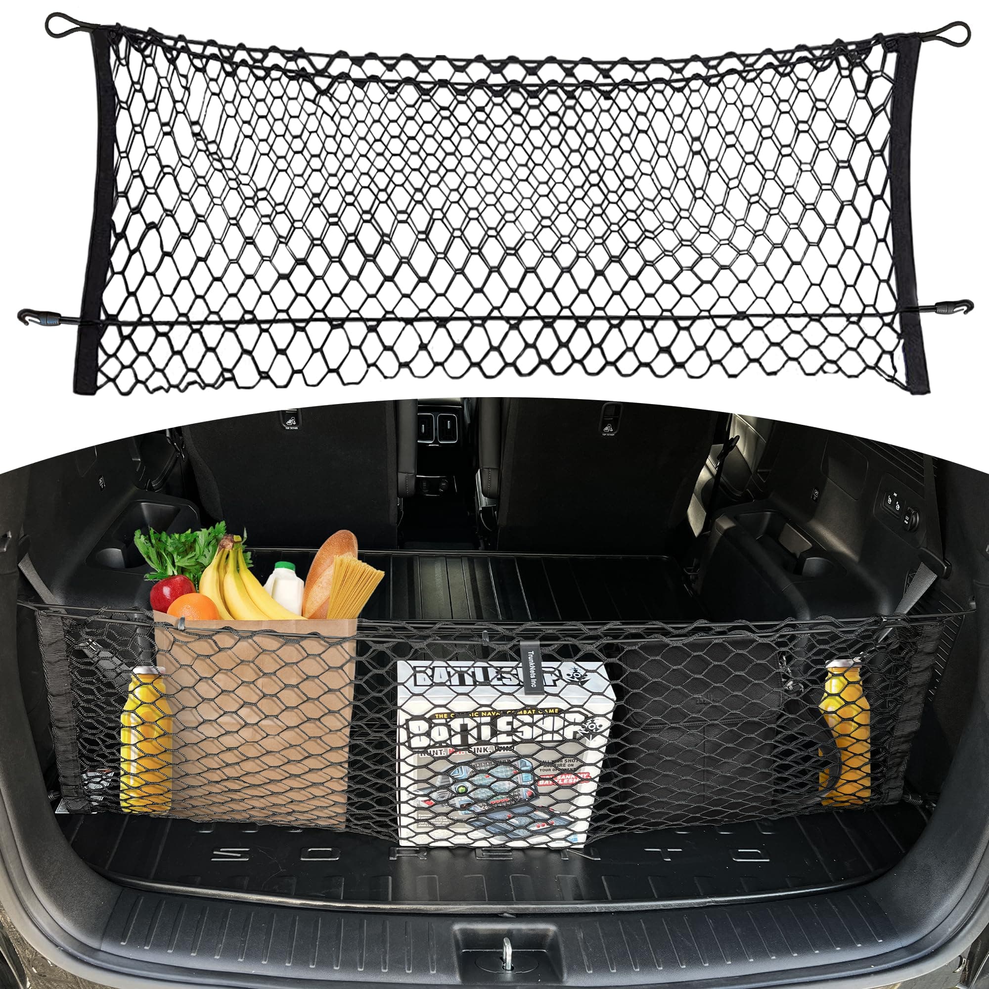 Envelope Style Trunk Mesh Cargo Net for KIA Sorento LX S EX SX 2021-2023 - Car Accessories - Premium Trunk Organizers and Storage - Cargo Net for SUV - Vehicle Carrier Organizer for KIA Sorento PHEV