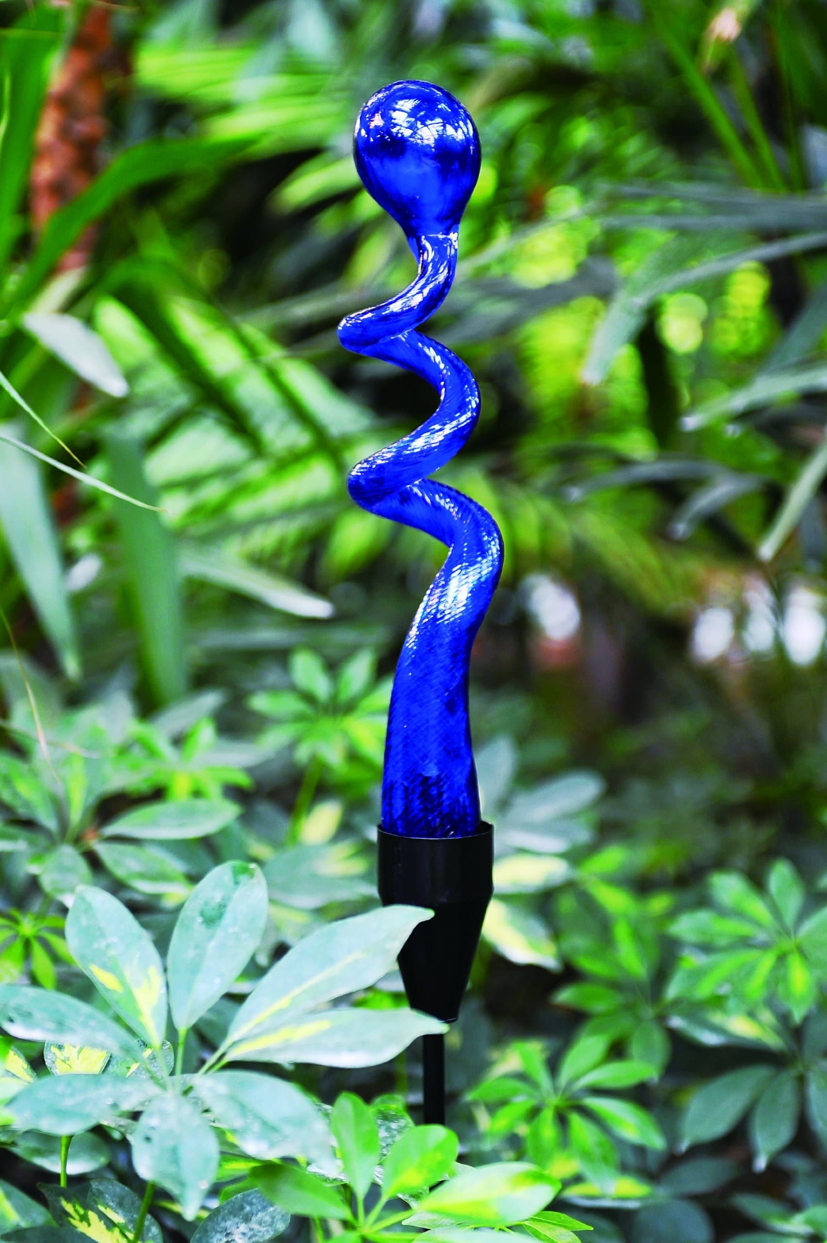 Solar Spiral Yard Art, Cobalt Blue