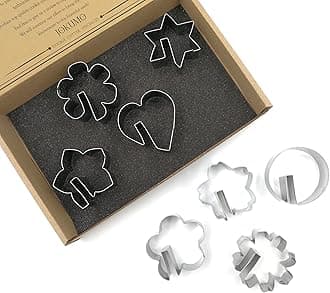 Bite Sized Over the Edge Mug Rim Cookie Cutters Set – 8 PC High Grade 430 Stainless Steel –Hexagram, Circle, Heart and 5 variation of Flower