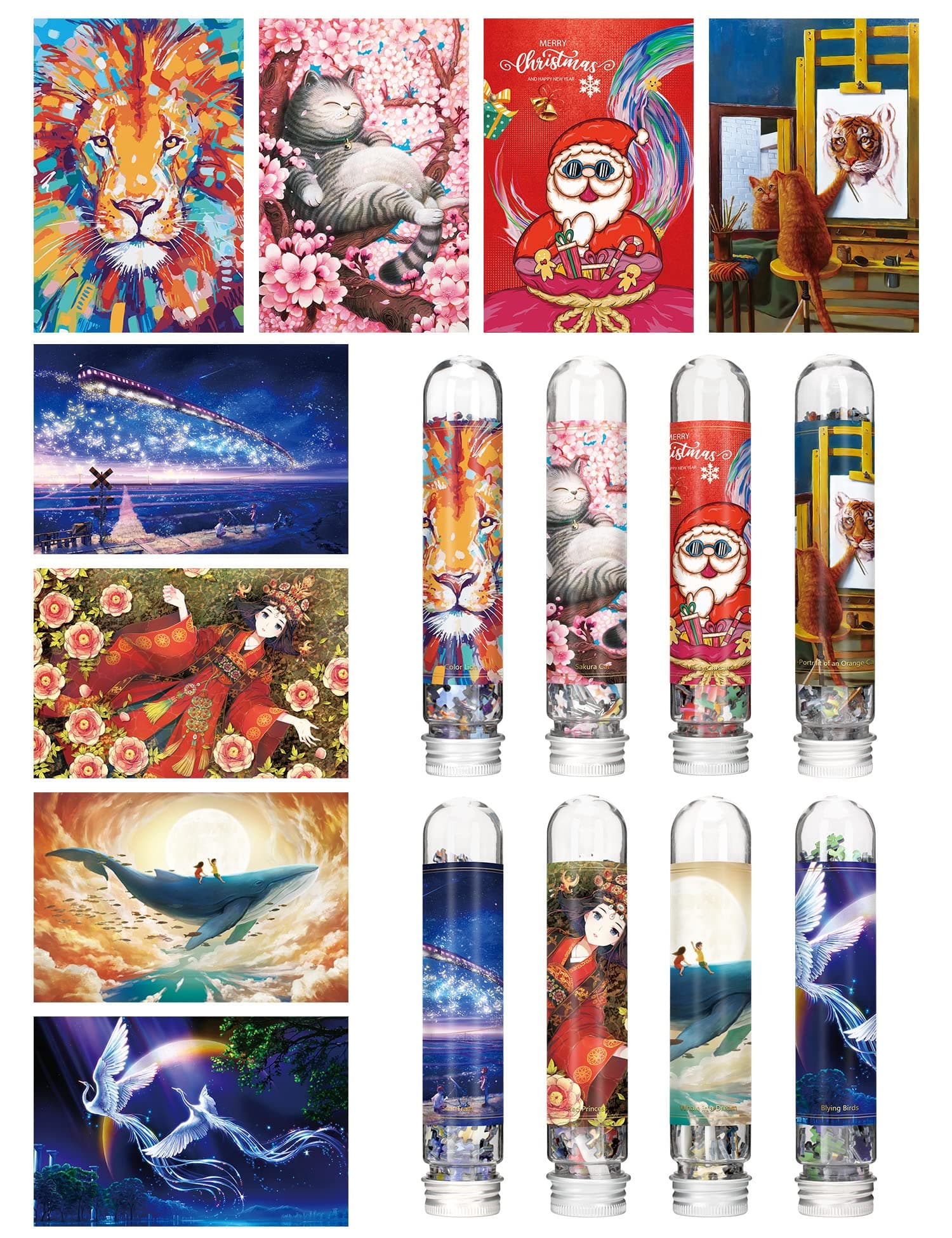 Mini Jigsaw Puzzles for Adults (8 Packs) 234PCS Puzzle with Reference Blueprint, Micro Puzzle, Comes with Tweezers for Small Puzzles, Suitable As a Gift (8 pcak -1)