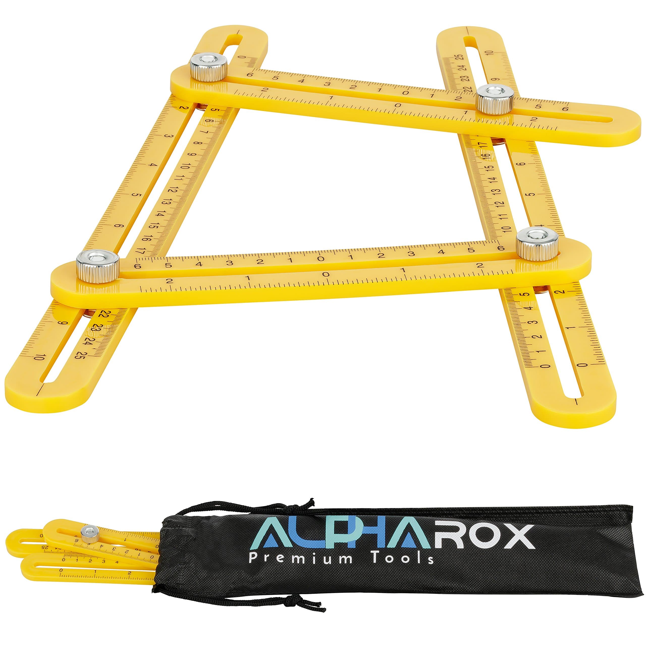 Angle template, enhanced with sturdy metal locking screws, practical pouch for safe storage, perfect for craftsmen and DIY, Multi-angle ruler, template tool