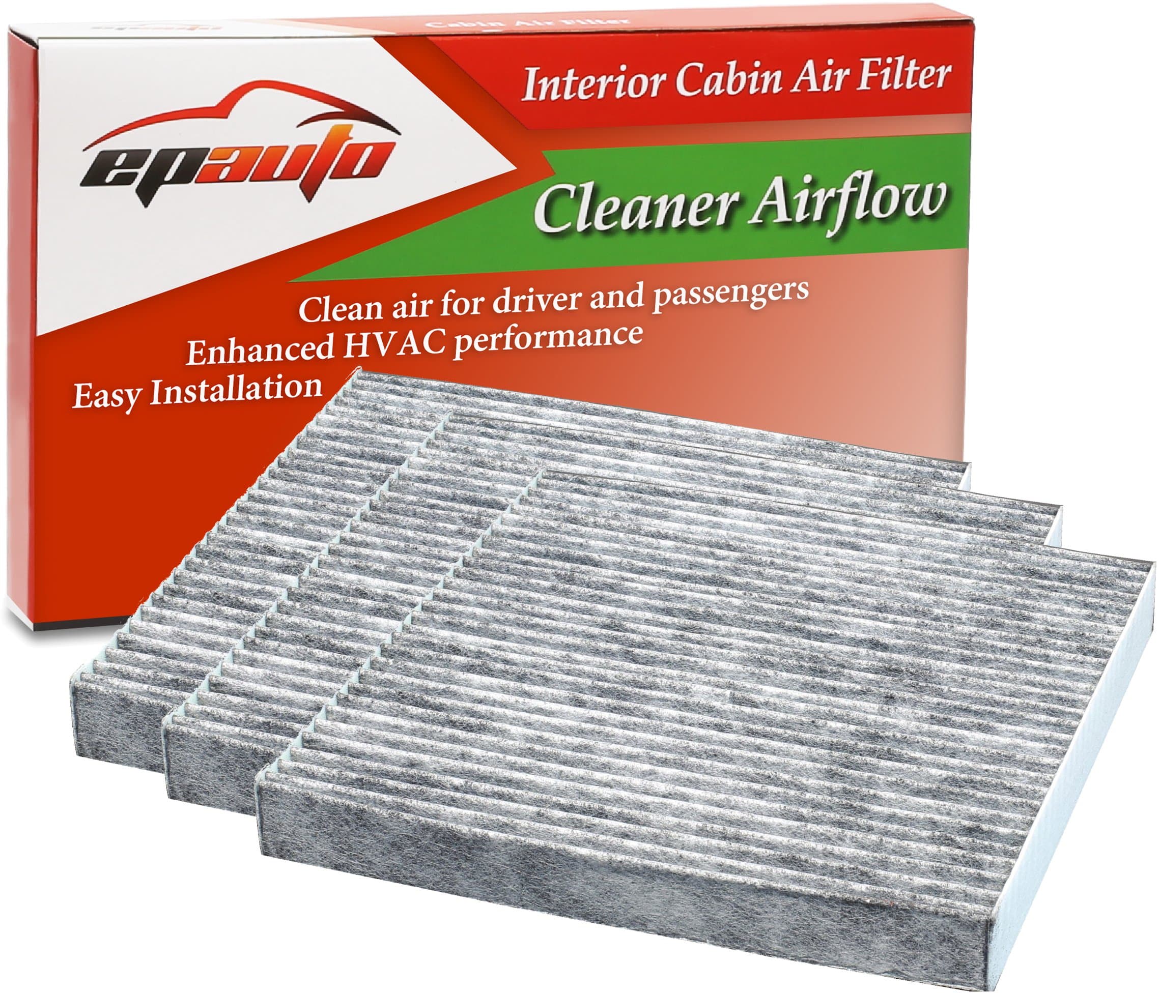 EPAuto 3 Pack - CP134 (CF10134) Premium Cabin Air Filter includes Activated Carbon