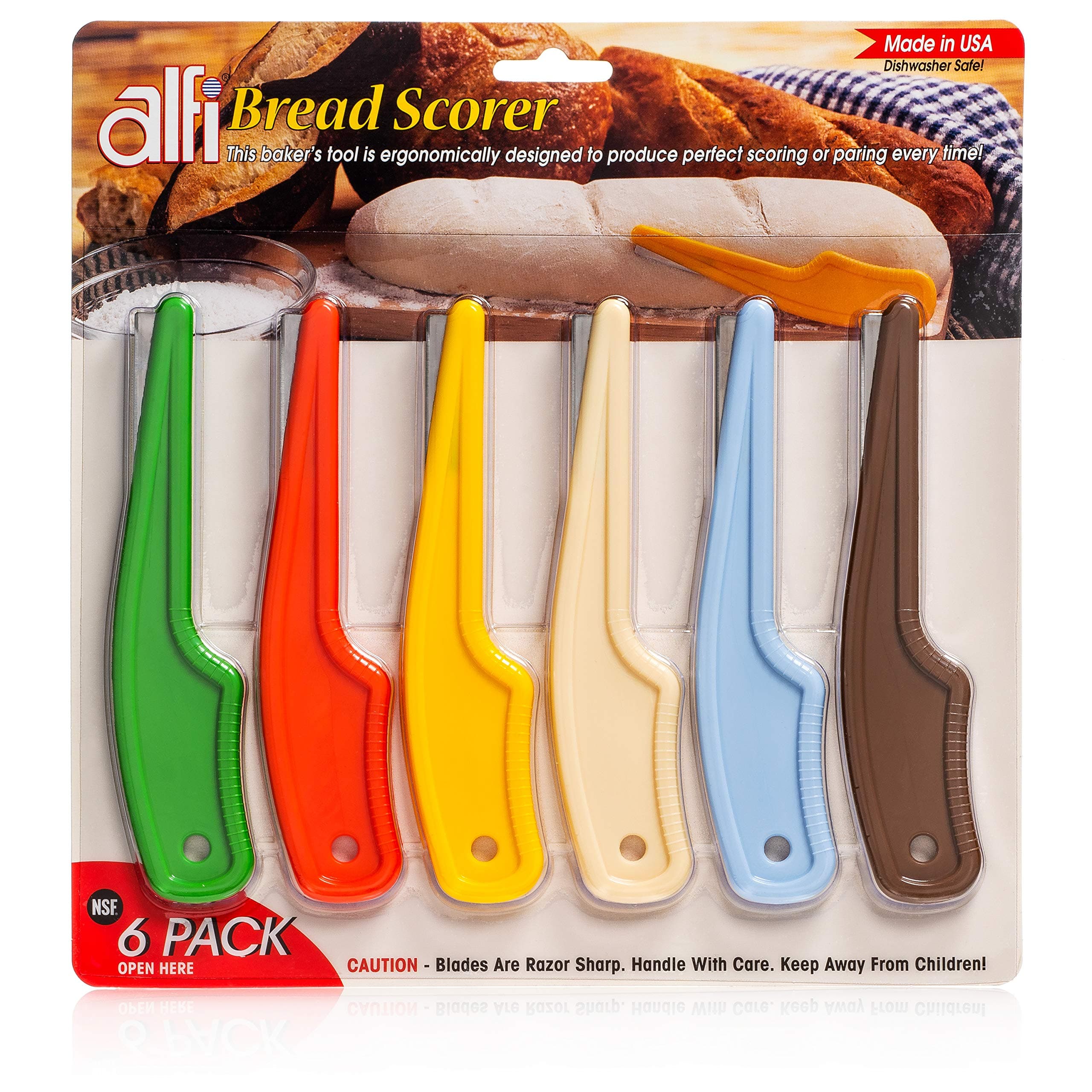 Alfi Bread Scorer - Scoring Knife for Bread Baking - Sourdough Scoring Tool - Bread Scoring Knife for Bakers - Made in USA (6-Pack)