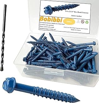 1/4 x 2-1/4" Hex Head Concrete Screw Anchor, for Anchoring to Masonry, Block or Brick (100Pcs)