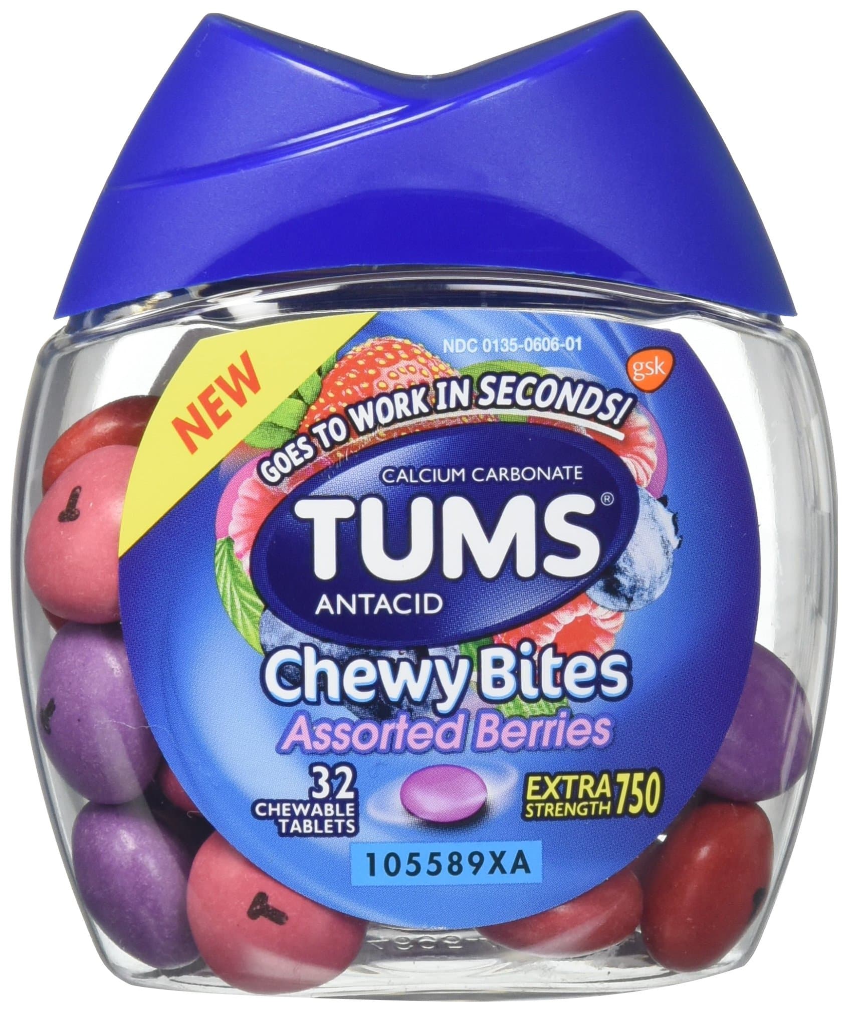 Antacid Chewy Bites, Assorted Berries, 32 Chewable Tablets (Pack of 2)