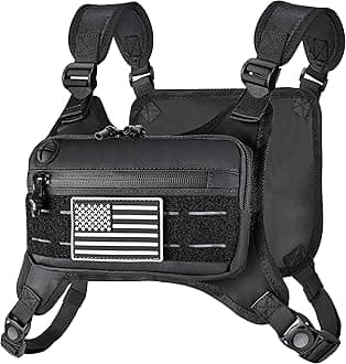 MOZETO Running Vest for Men with Reflective Back, Water Resistant Running Chest Pack For Workouts, Sports Phone Holder With Extra Storage, Lightweight Chest Bag