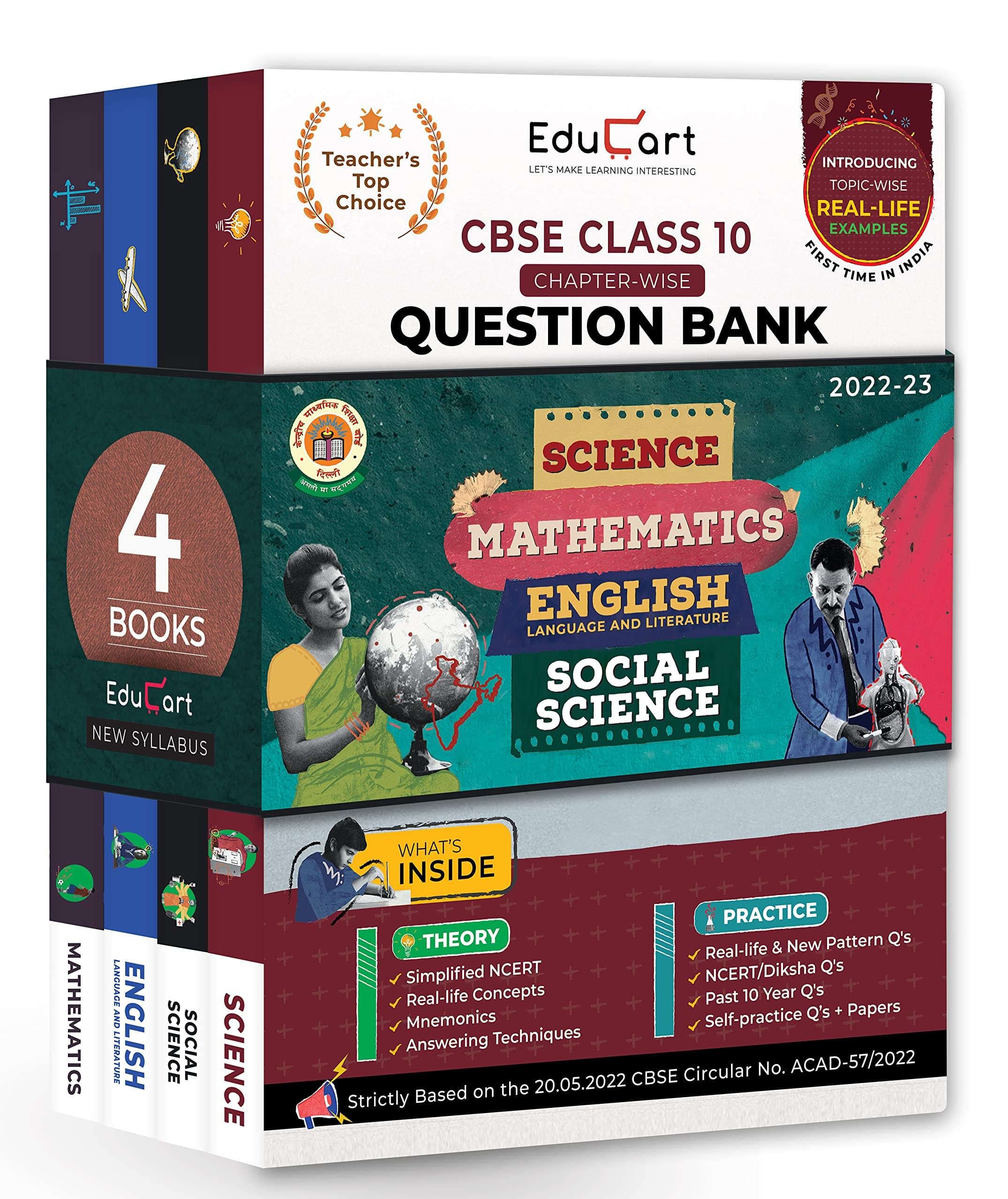 Educart CBSE Class 10 Bundle - Science, SST, English and Maths Question Banks 2023 (Based on new Sample Paper pattern of 16th Sep 2022) Edubook