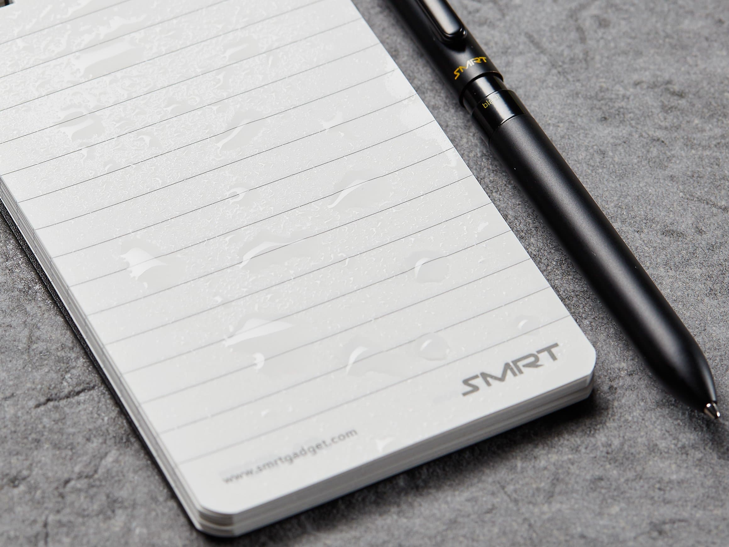 Bundle SMRT Tech 5 Multi-function Pen Black/Red/Automatic Pencil/Stylus/Eraser with All weatherproof Notepad Made with zero trees (black)