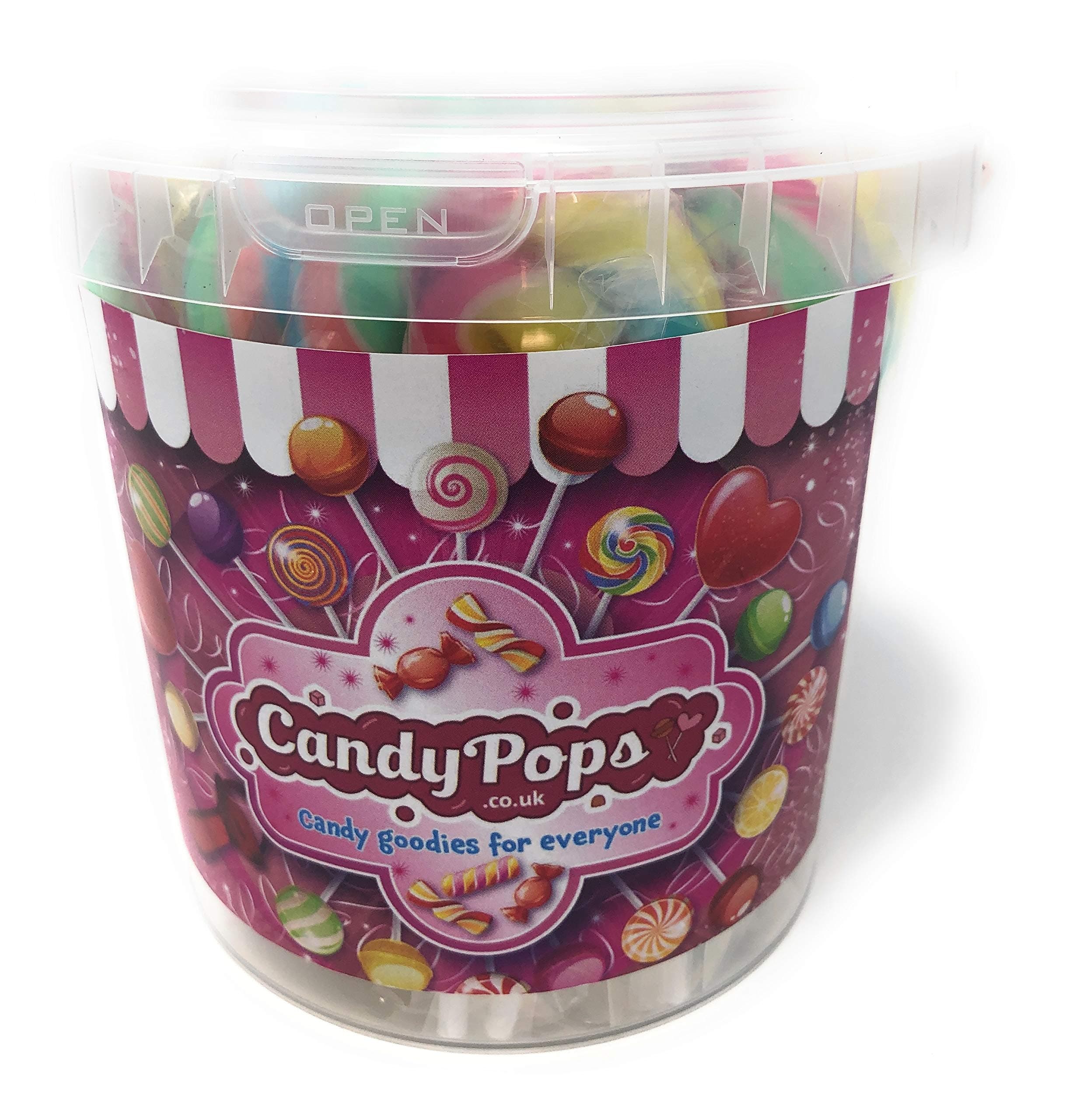 Code 0733 - Candy Pops Rainbow Lollies - 15 Bucket with Handle & Tamper Proof