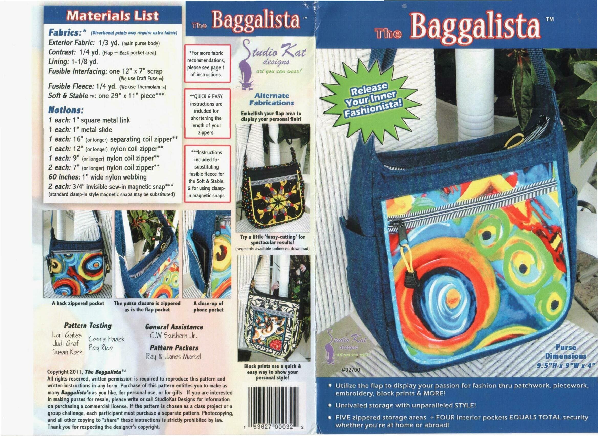 The Baggalista Bag Purse Pattern No. 2700 By Studio Kat Designs