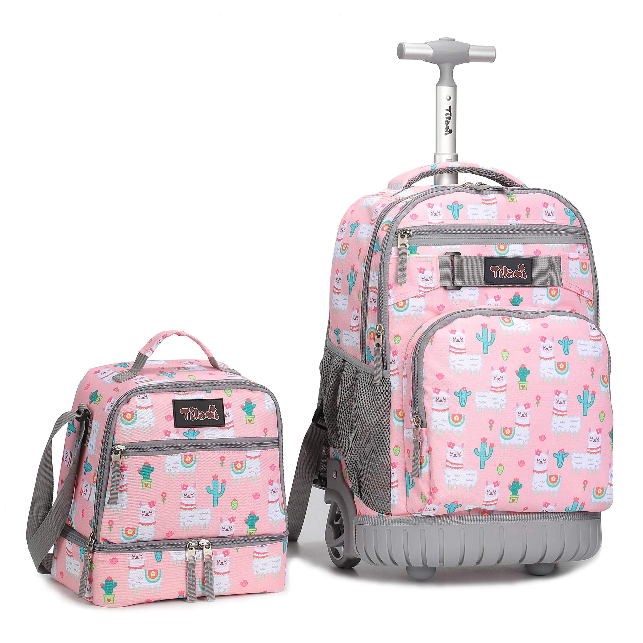 Rolling Backpack 19 inch with Lunch Bag Wheeled Laptop Backpack, Alpaca