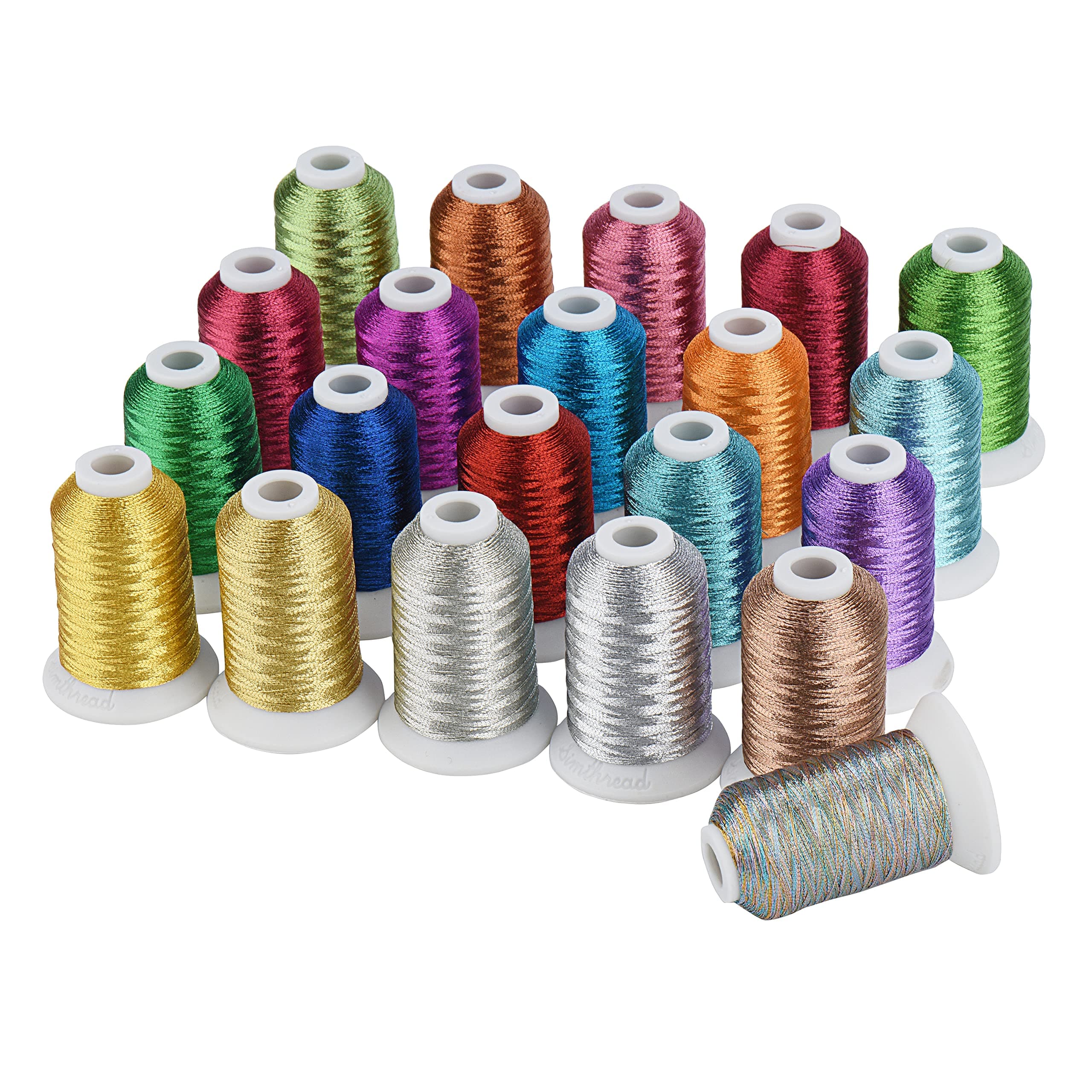 Best 21 Colors Metallic Embroidery Machine Thread Kit 500M(550Y) for Computerized Embroidery and Decorative Sewing