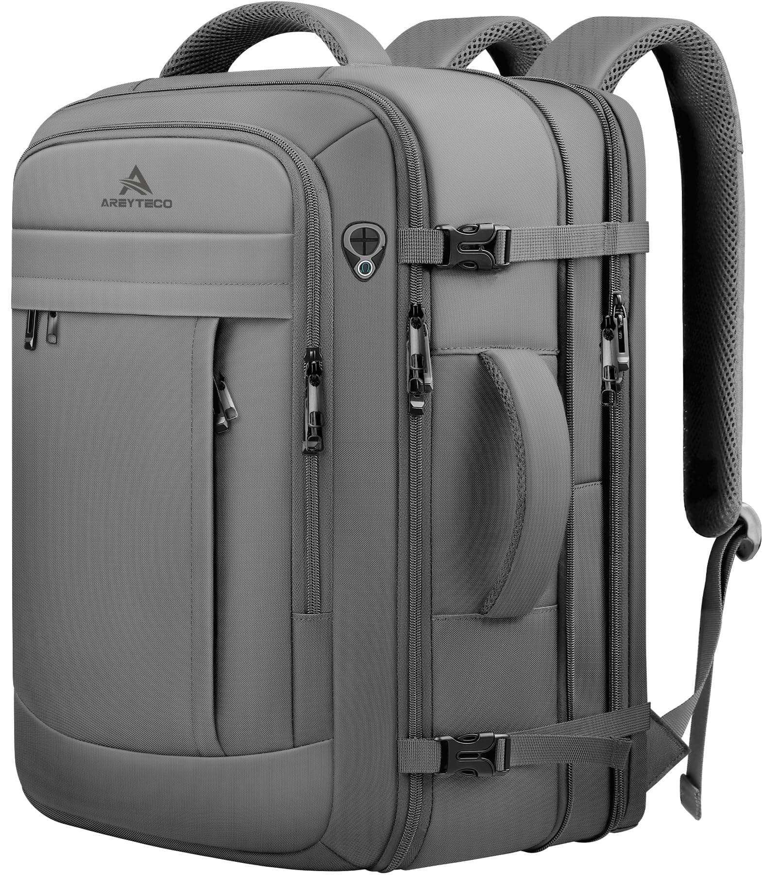 AREYTECO 60L Travel Laptop Backpack for Men, Extra Large Backpack, Big Capacity Carry On Backpack, 18-19 Inch Laptop Backpack Water Resistant Luggage Computer Daypack College Bag, Grey
