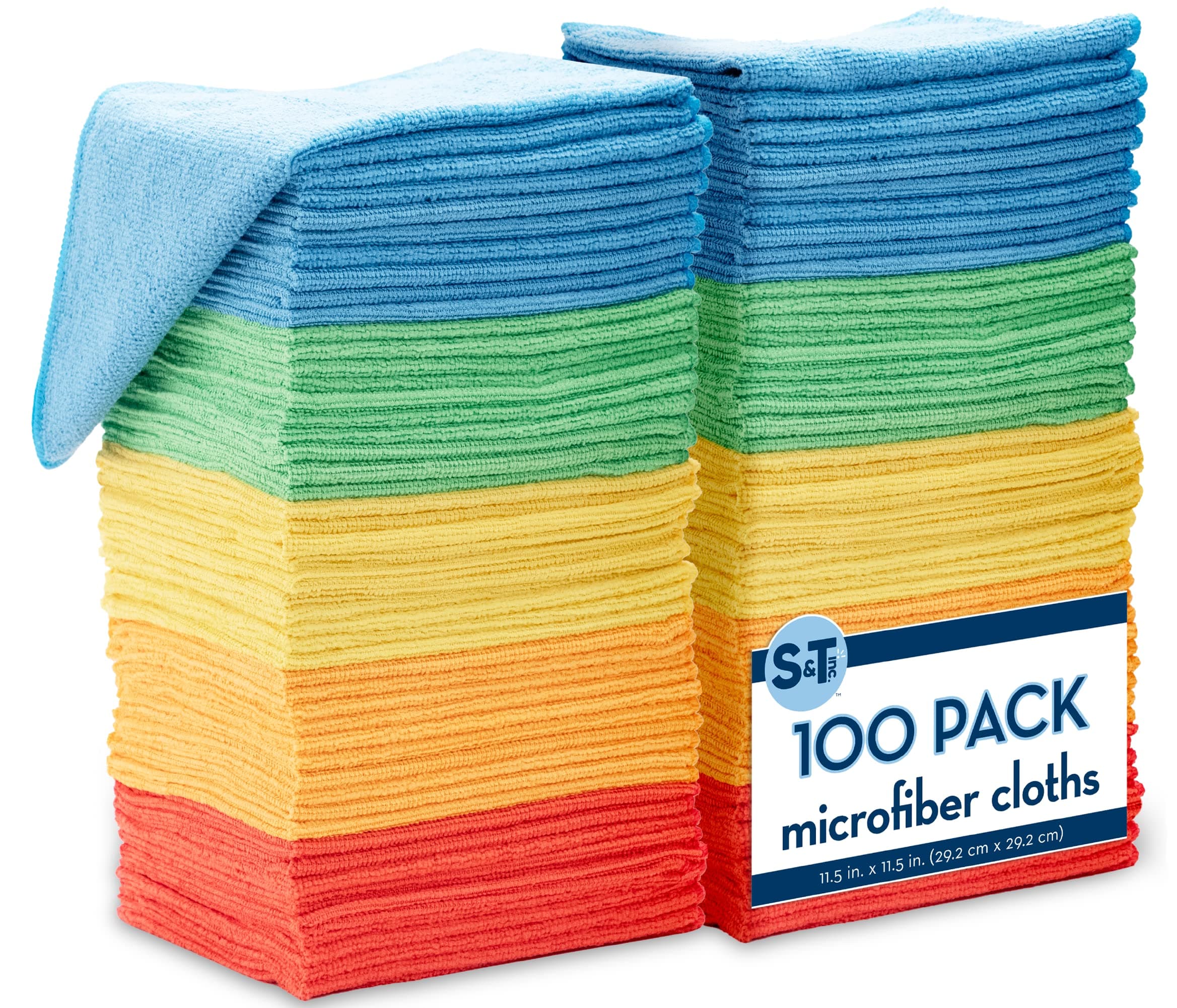 - 100 Pack Microfiber Cleaning Cloth, Bulk Towels for Home, Reusable Microfiber Towels for Cars, Cleaning Rags, Assorted, 11.5 Inches x 11.5 Inches, 100 Count