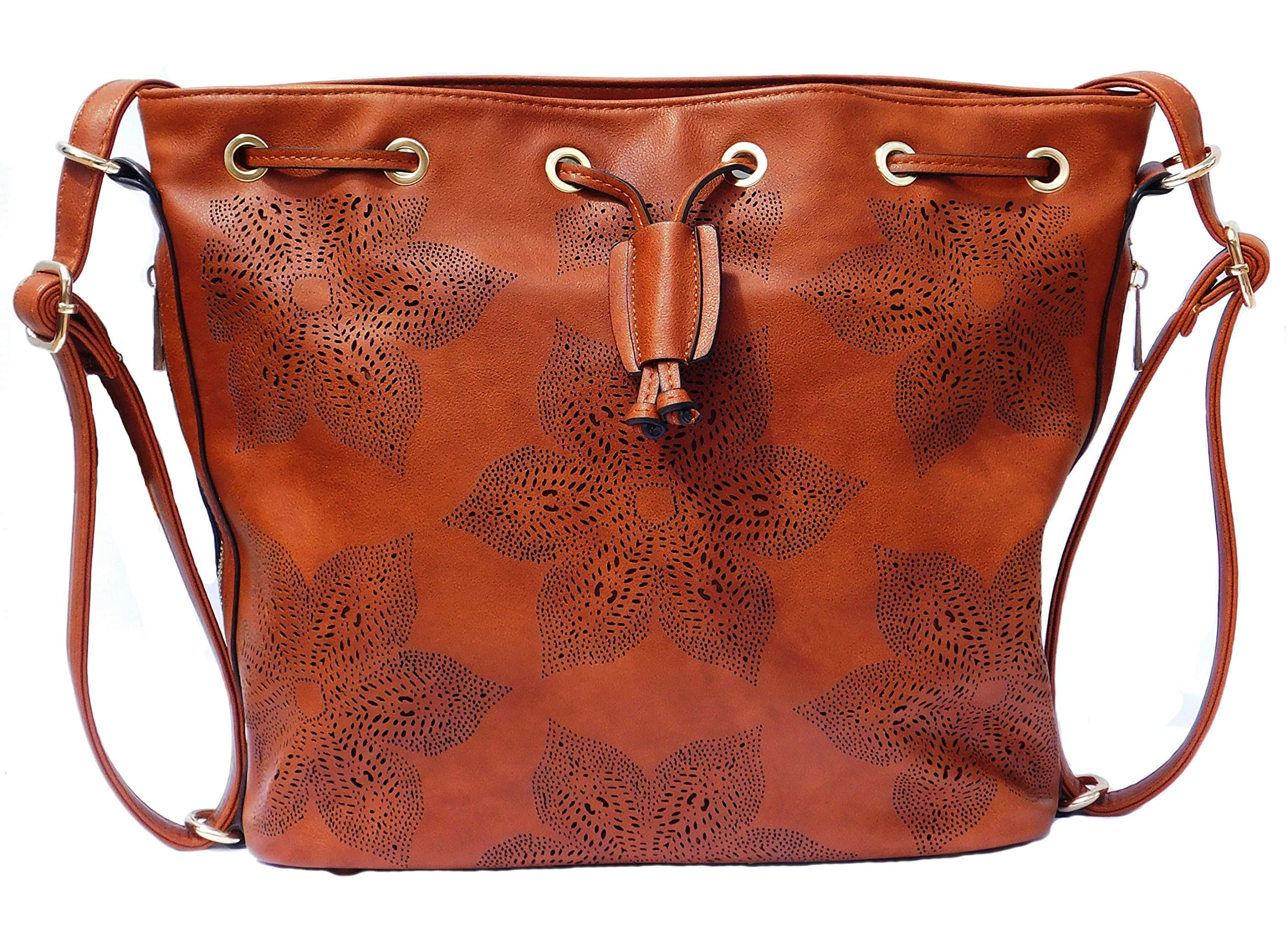 Drawstring Bucket Bag (Camel) - Convertible Backpack - Adrian by Mellow World