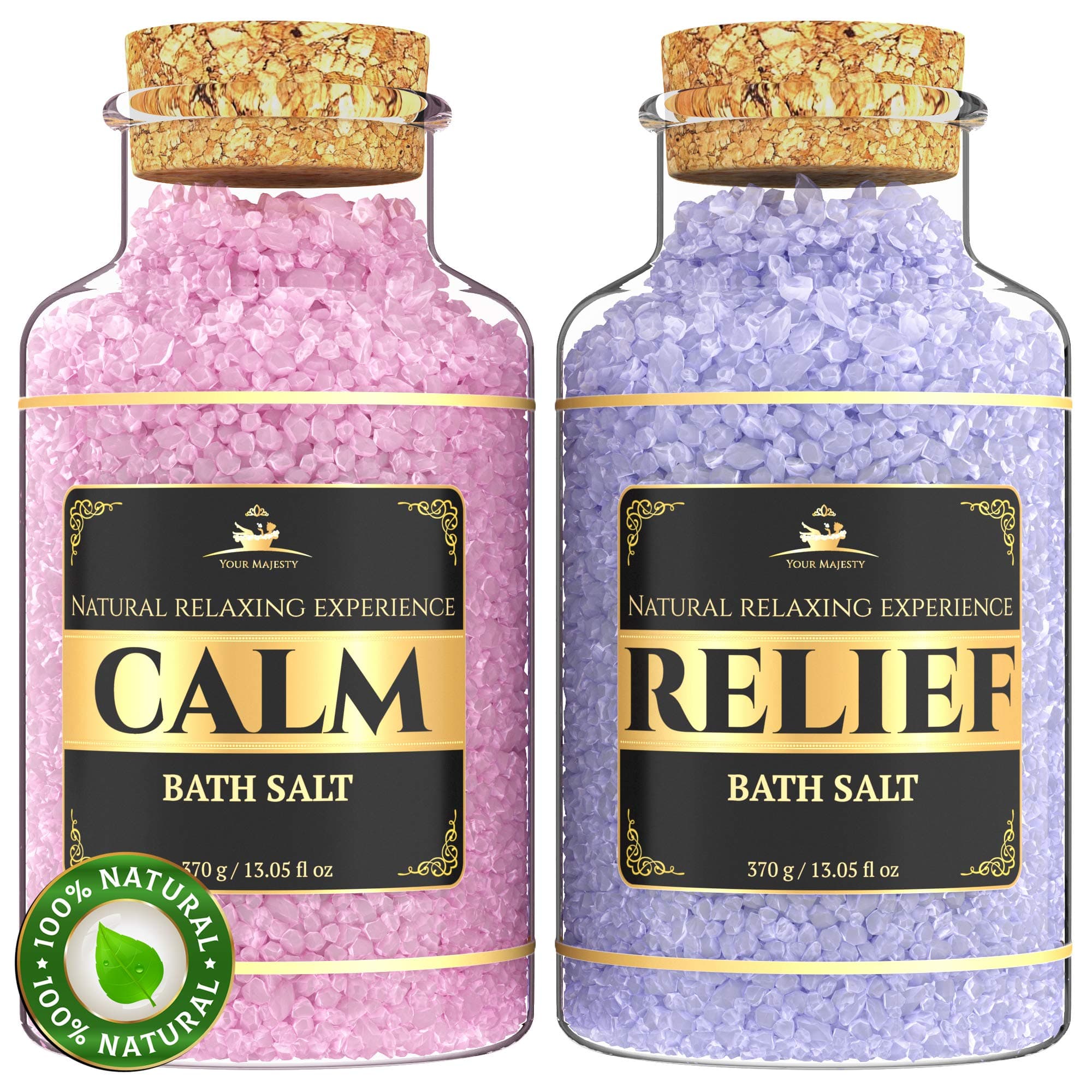 SPA Bath Salts Lavender Gift Set, Enriched with Minerals for Deep Sleep, Relief and Calm, Bath Salts Soak for Relax, Sore Muscles and Soften Body Skin and Foot - Comes in Luxury Gift Box