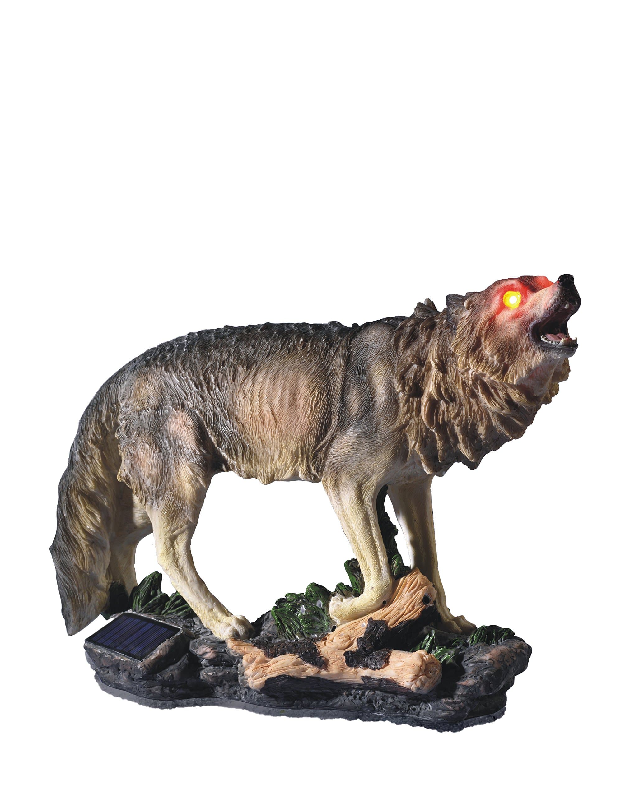 PPR Direct Marketing 10567 Howling Solar Powered Wolf with Sensor Statue