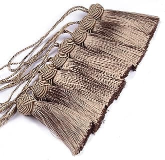 8 Pcs Set Elegant Polyester Key Tassel Colorful Craft Tassels Charms Key Tassel for Christmas Tree DIY Craft Garland Project Wedding Home Party Decorations (Flaxen)