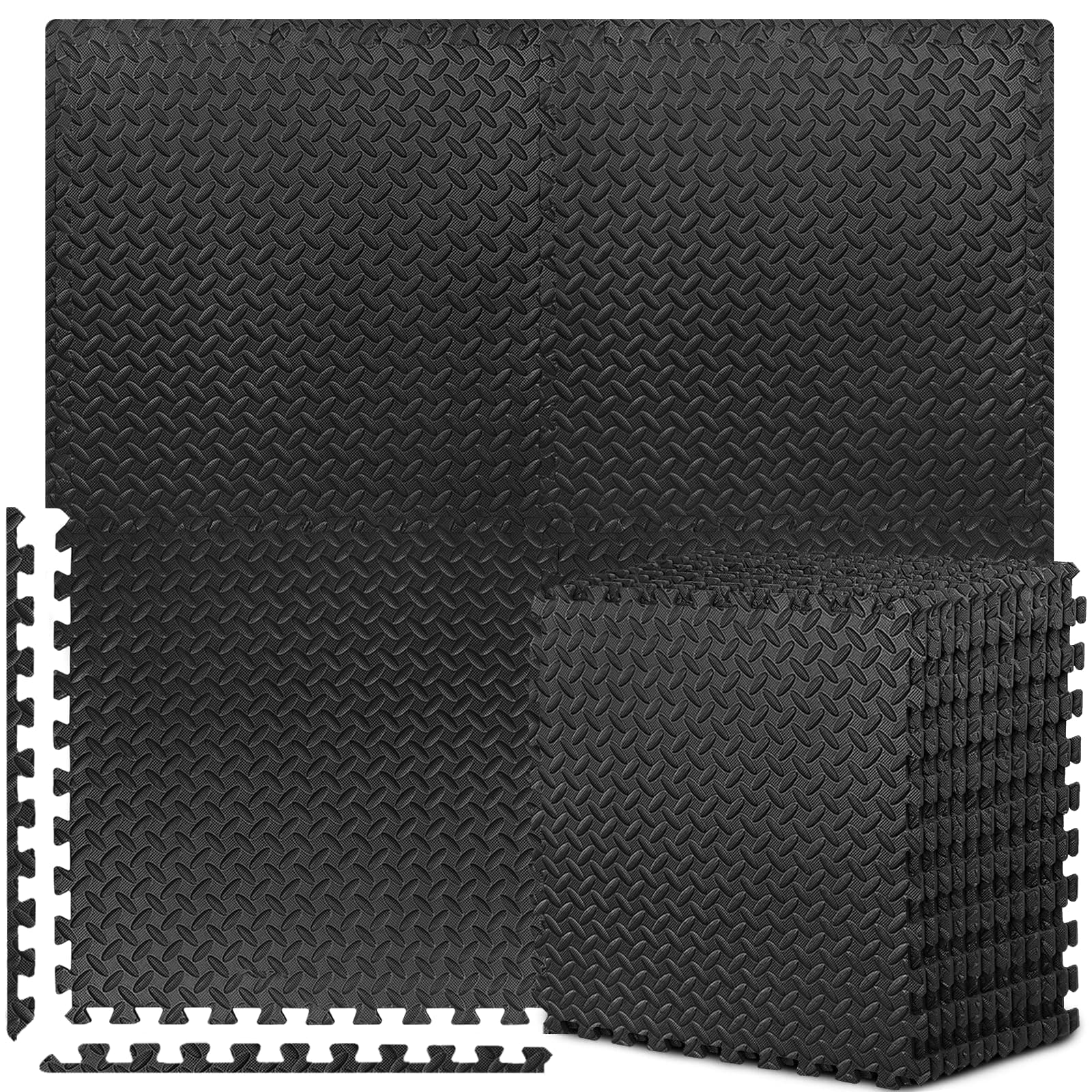 Puzzle Exercise Mat with 12/24/48 Tiles Interlocking Foam Gym Mats, 24'' x 24'' EVA Foam Floor Tiles, Protective Flooring Mats for Gym Equipment