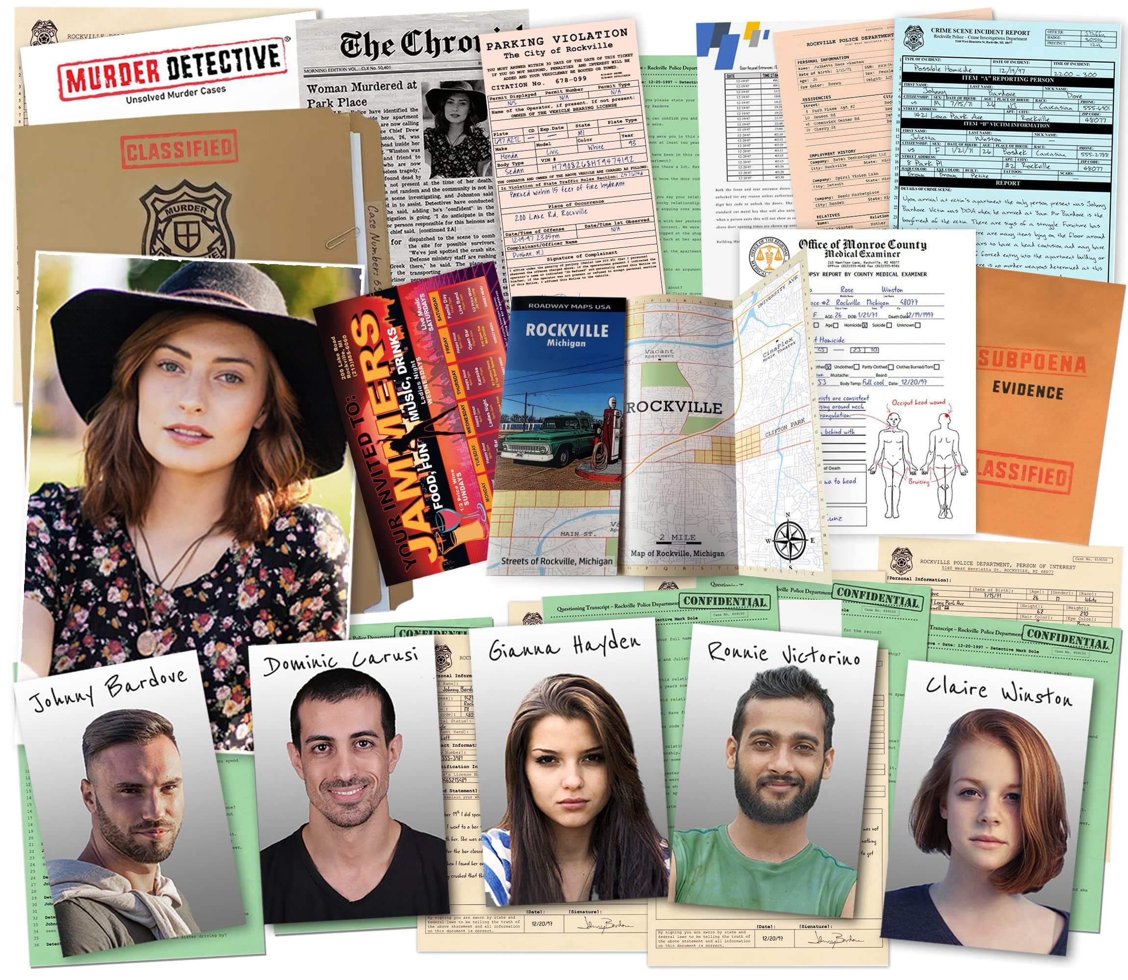 Detective Murder Unsolved Murder Mystery Game - Murder @ Park Place - Unsolved Murder Mystery Cold Case Files Game