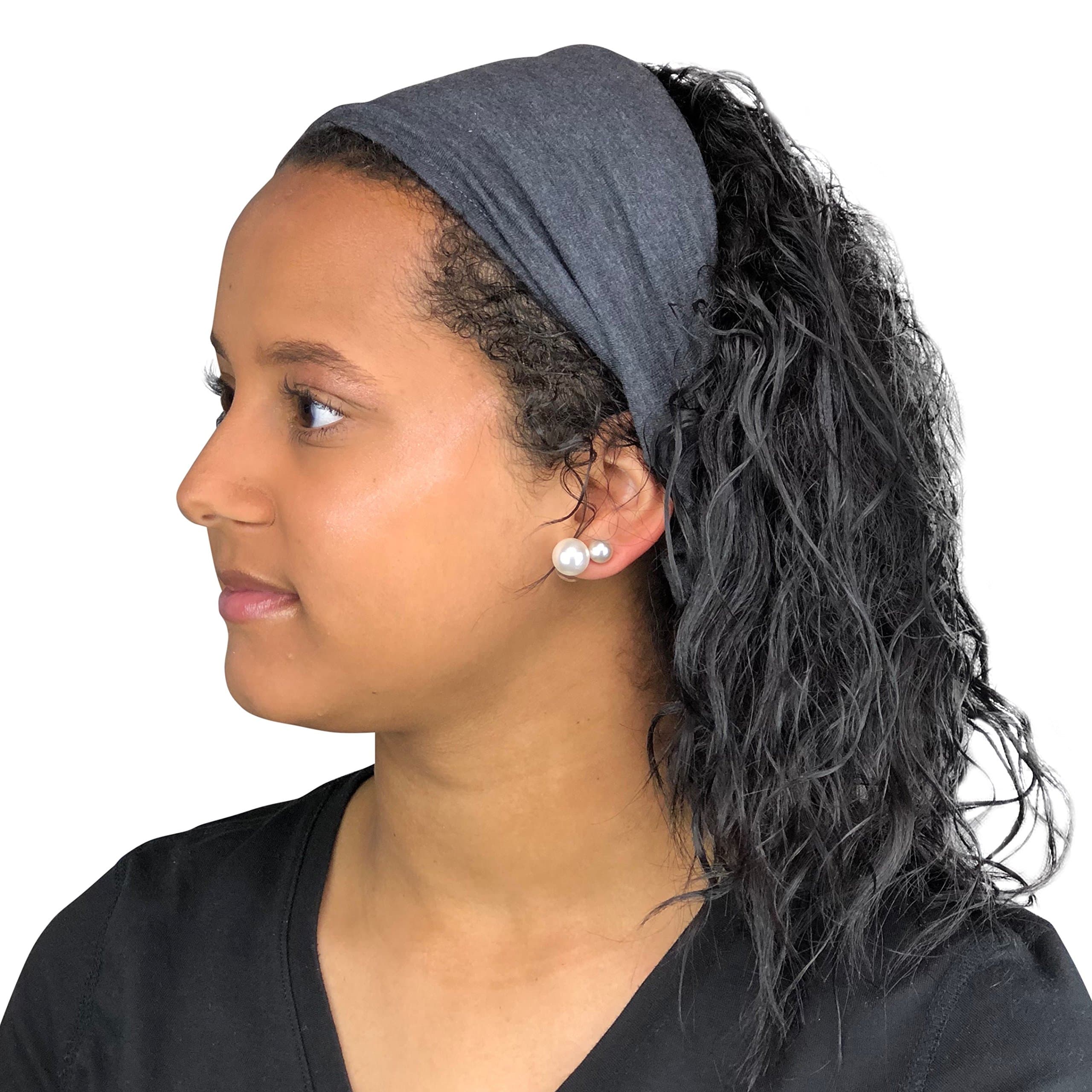 Satin Lined Headband, Protective Style (Dark Heather Gray)