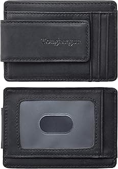 Toughergun Genuine Leather Magnetic Front Pocket Money Clip Wallet RFID Blocking(Crazy Horse Black)