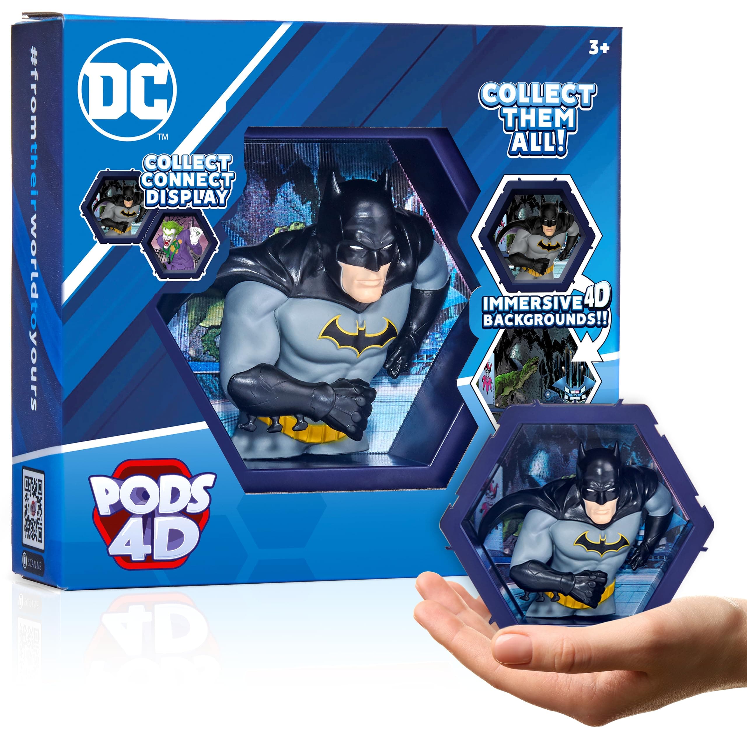 PODS 4D DC Batman, Unique Connectable Collectable Bobble-head figure that Bursts from their World into Yours, Wall or Shelf Display, DC Toys and Gifts, Series 1 no. 417