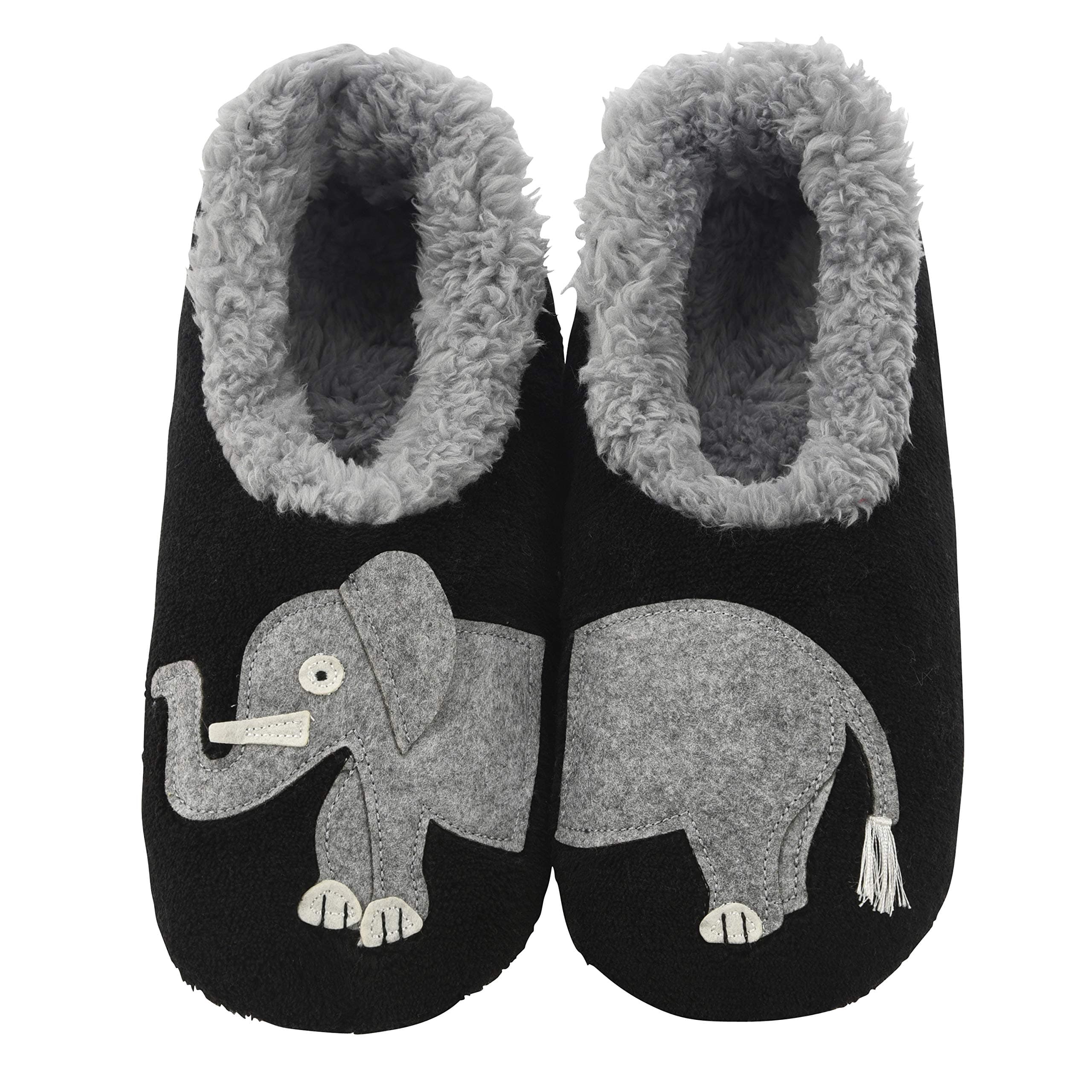 Womens Classic Splitz Applique Slipper Socks | Elephant | Large
