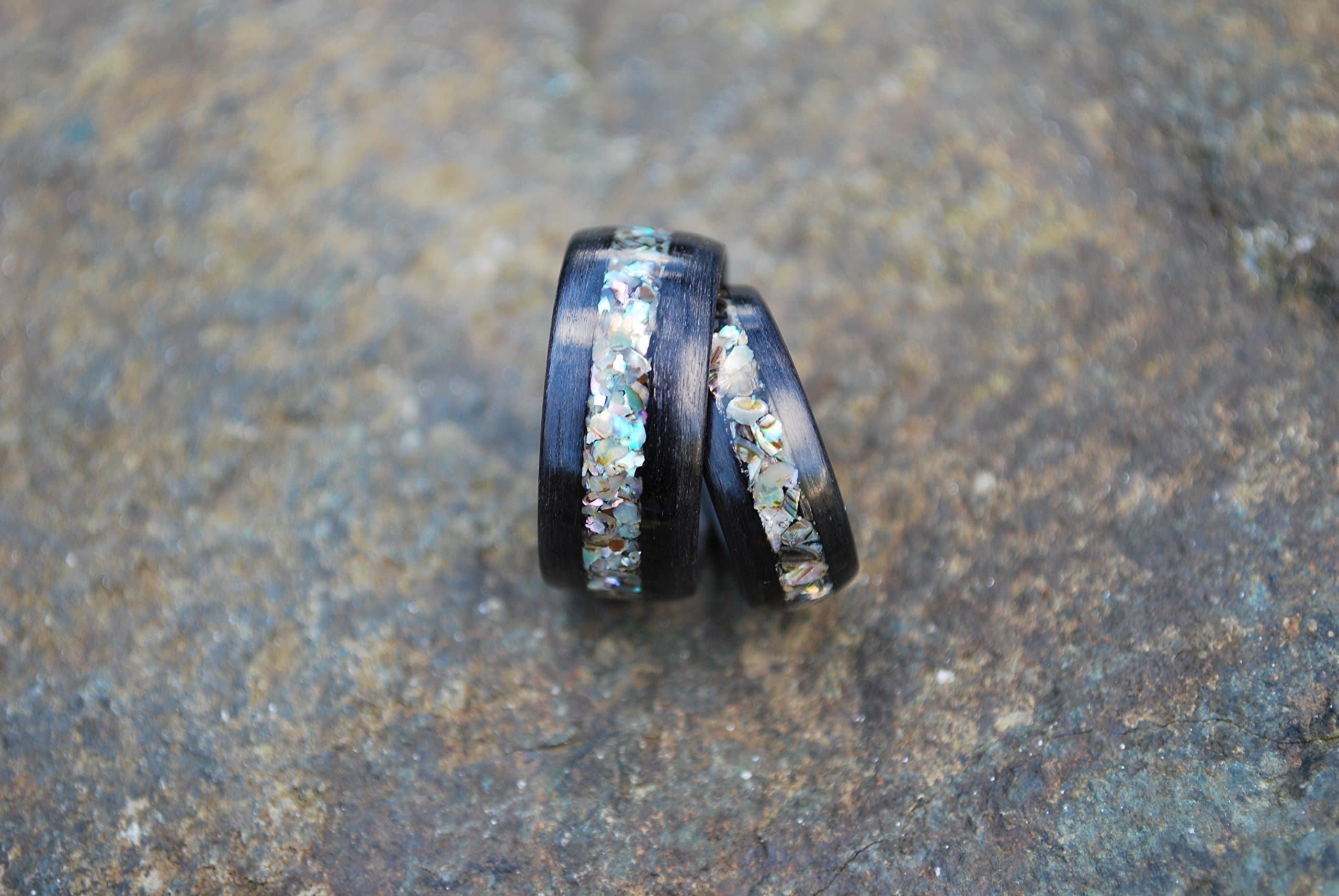 Abalone Bentwood Ring Black Birchwood