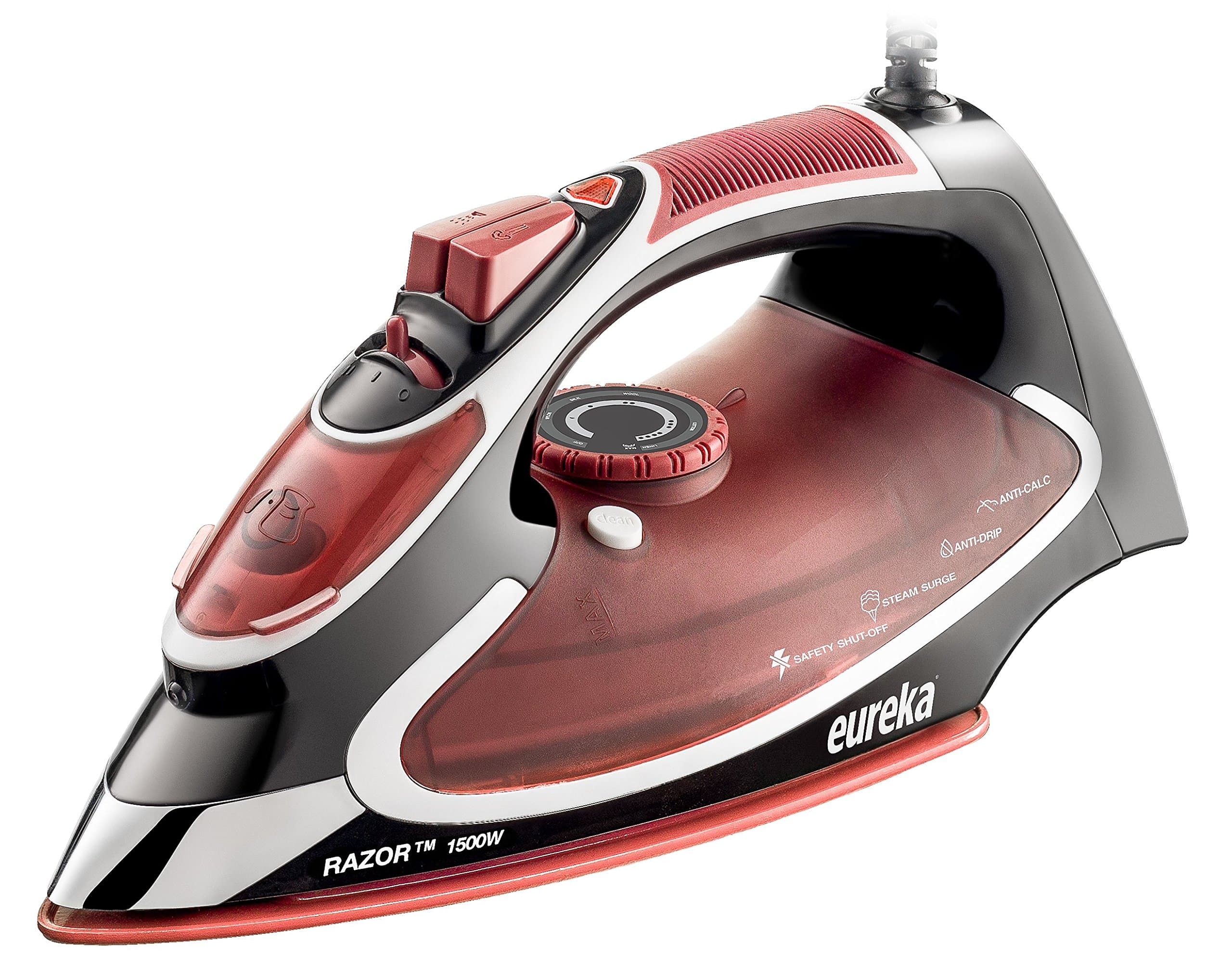 Eureka Razor Hand held Steam Iron for Clothes , Powerful Burst Super-Hot 1500 Watt Steam Iron Press , Marsala Pouch Included