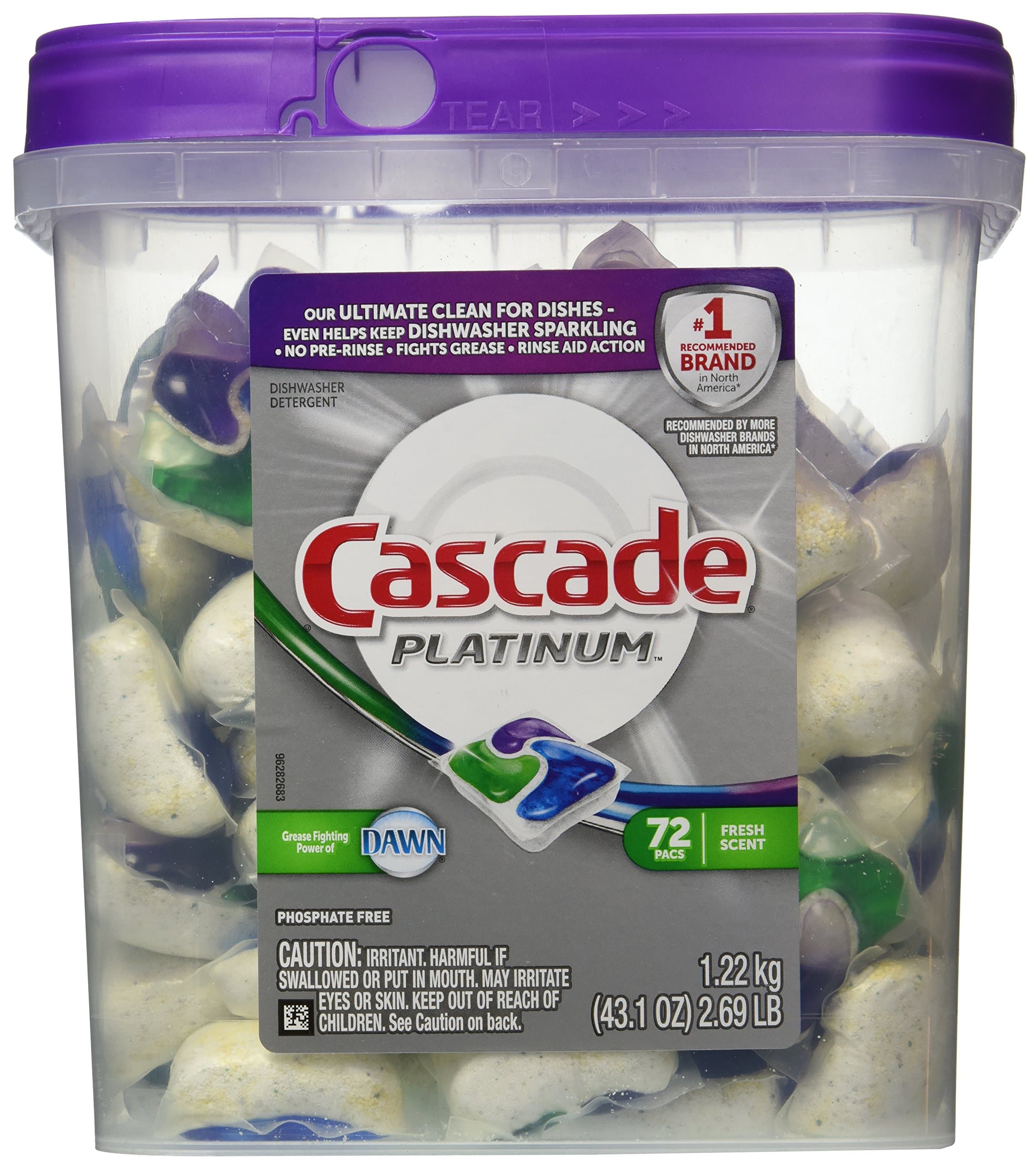 Cascade Platinum Actionpacs - Fresh Scent Dishwasher Detergent - 72 Count