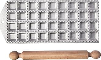 Eppicotispai 36 Holes Aluminum Square Ravioli Maker with Rolling Pin