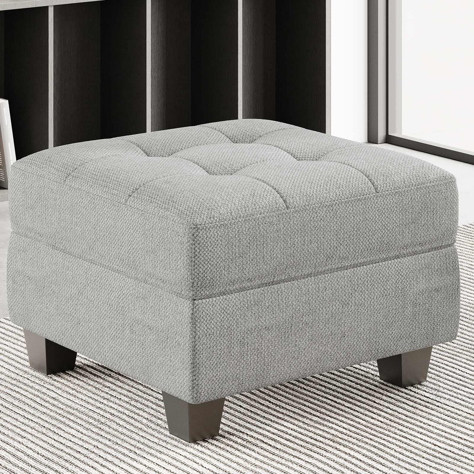 Belffin Ottoman Module with Storage for Modular Sofa Sectional Couch Cube Seat Square Storage Ottoman Footrest Modern Fabric Light Grey