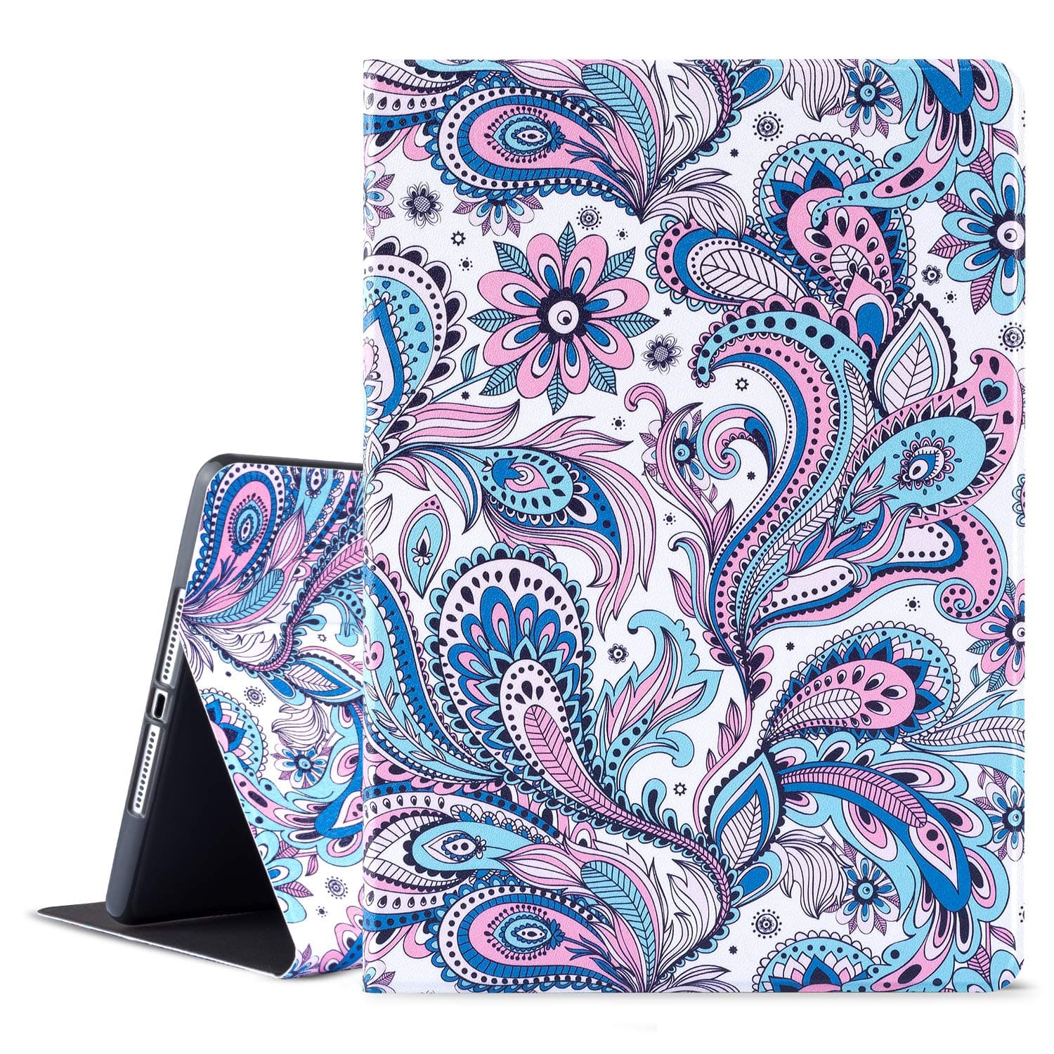 Ipad Air Case, Ipad Air 2 Case, Ipad 9.7 Inch 2017 2018 Case, Ipad 5th 6th Case, Vimorco Premium Leather Protector Cover, Adjustable Stand with Smart Auto Wake/Sleep, White Paisley