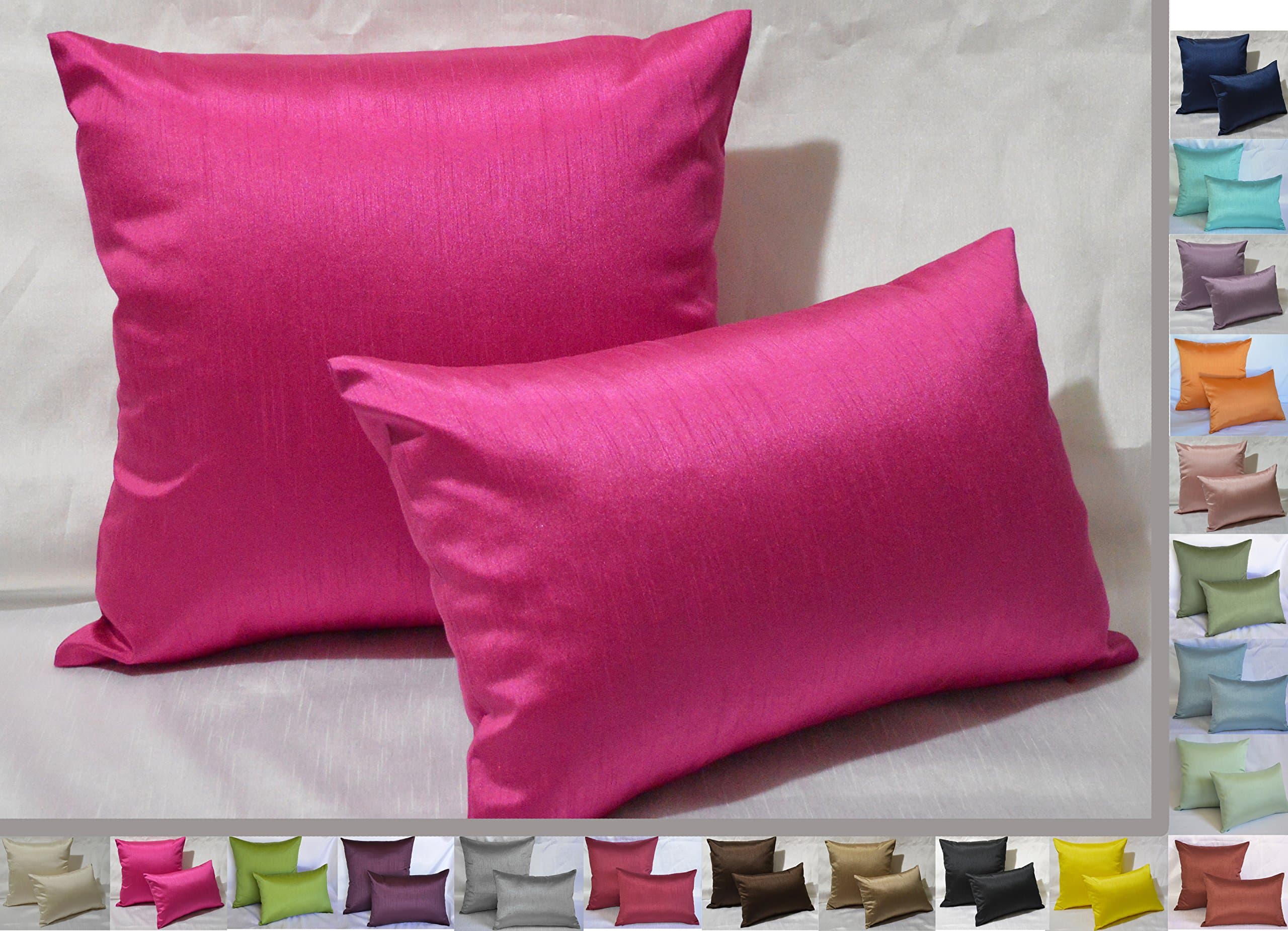 Creative 12"x18" Solid Faux Silk Decorative Throw Pillow With Zipper - Hot Pink
